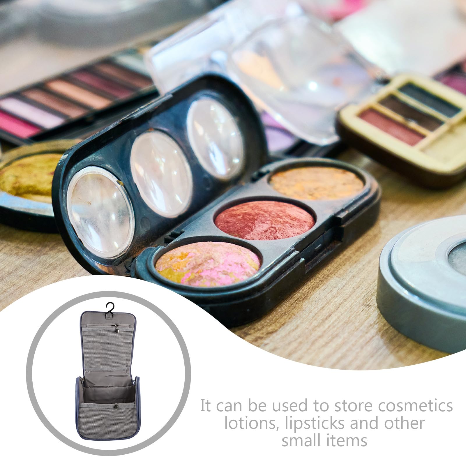 Large waterproof Veemoon cosmetic case with handle, travel toiletry bag for women, ideal for makeup, toiletries, and bathroom storage.