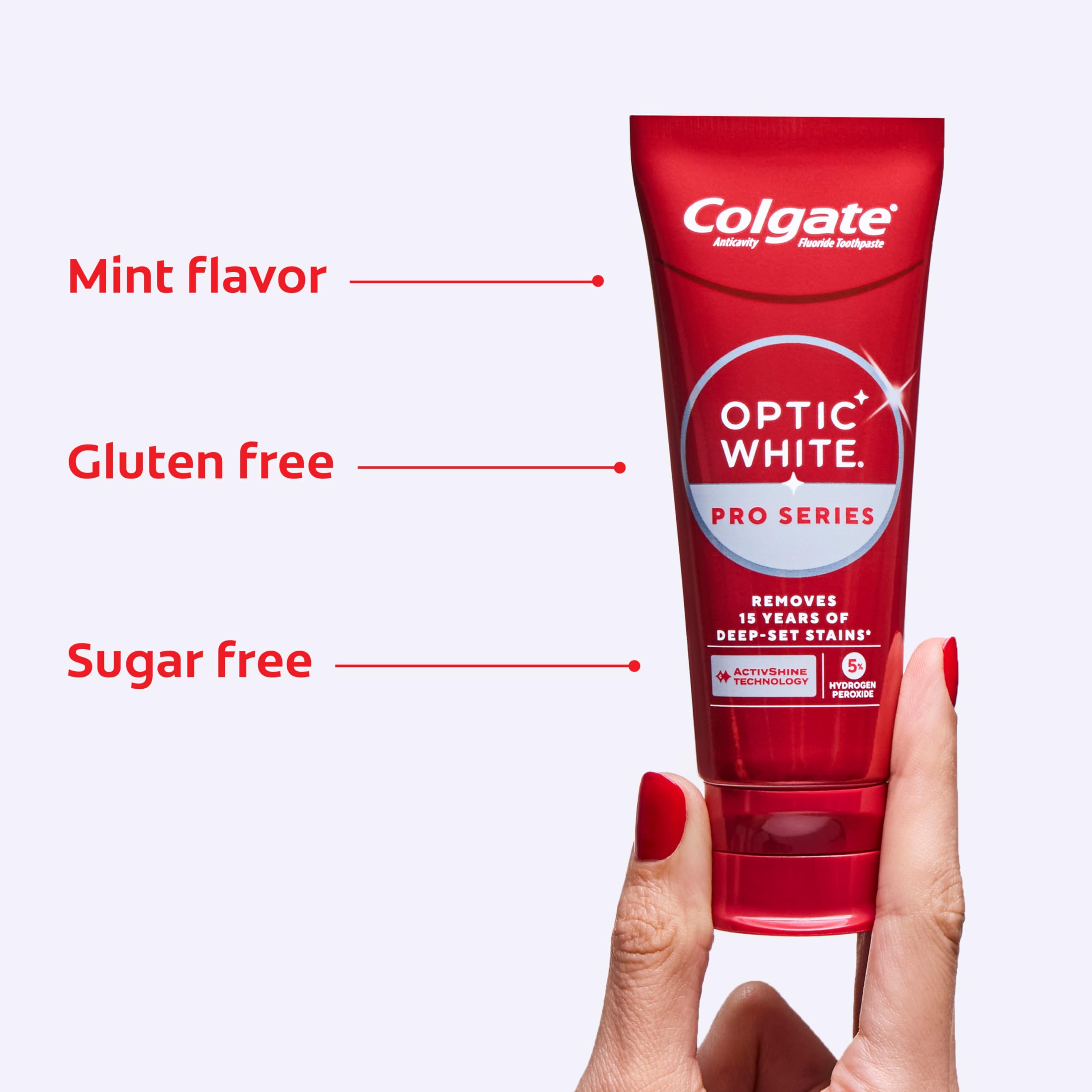Colgate Optic White Pro Series High Impact White, 3 Pack, Teeth Whitening Toothpaste with 5% Hydrogen Peroxide and ActivShine, Brilliant Mint Flavor, 3.0 OZ