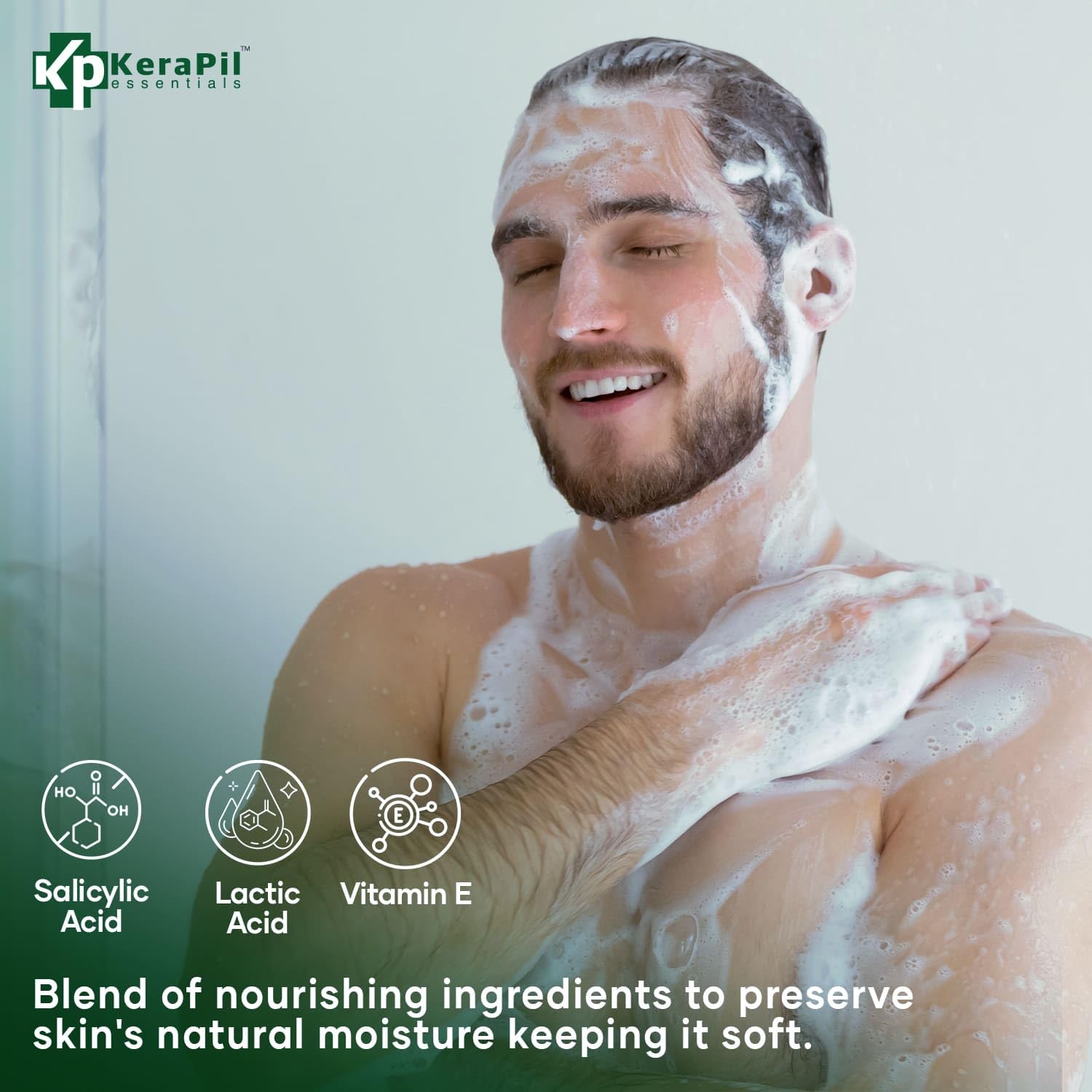 KERAPIL Tea Tree Oil Body Wash in a 16 fl oz bottle, natural skin cleaning agent with tea tree extract for refreshed skin.