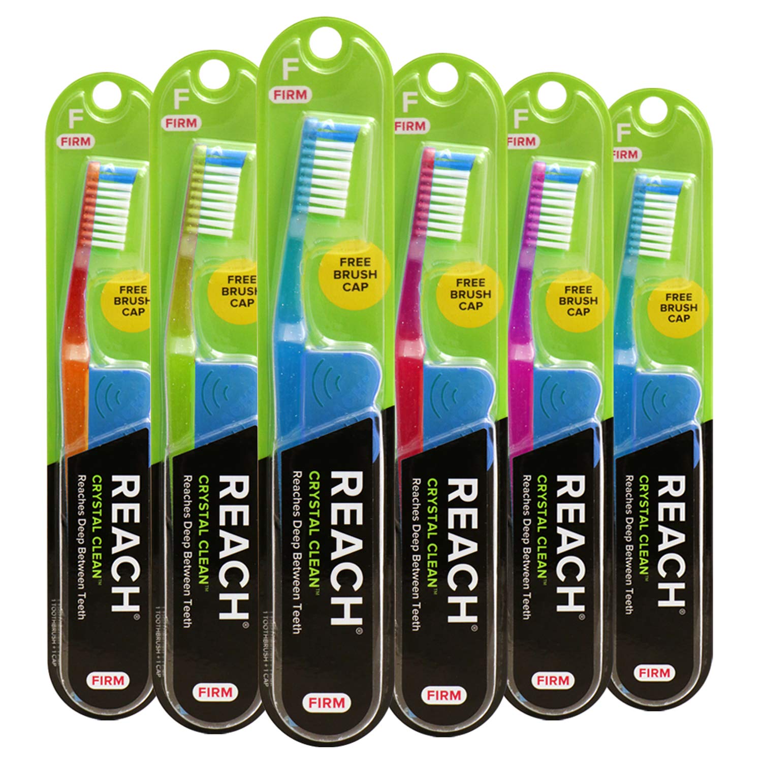 Reach Crystal Clean Firm Bristle Toothbrushes, 6 Pack - Product Imagery