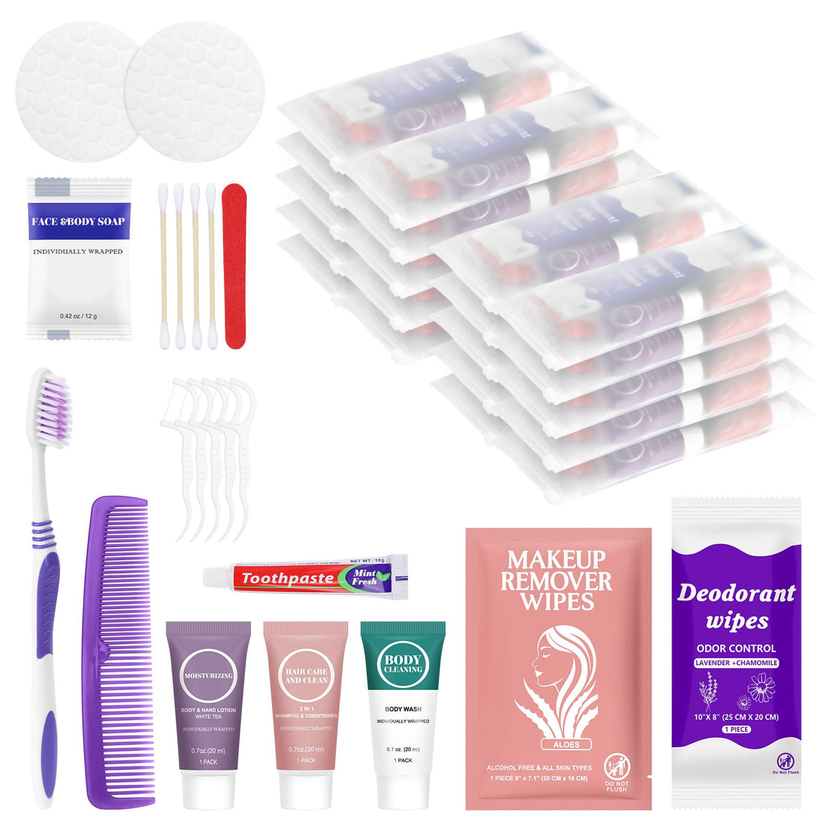 Zhjianup Travel Size Toiletries Hygiene Kits for Homeless in Bulk Toiletry (50 Pack) – product photo (Sets &amp; Kits)