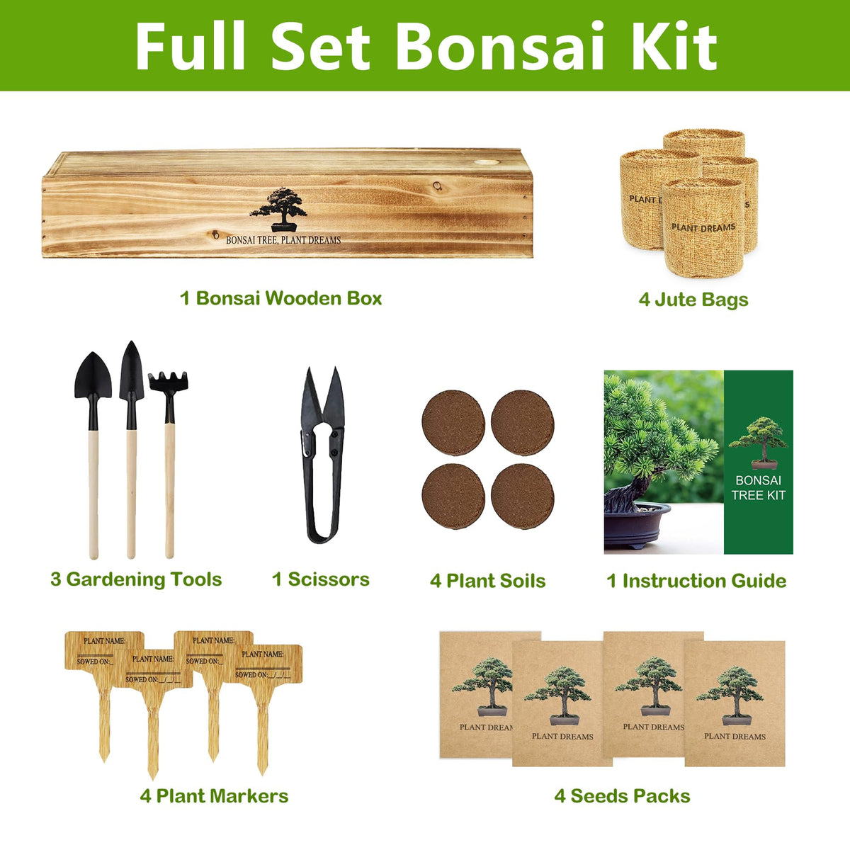 Bonsai Tree Kit Bonsai Starter Kit with Seeds Tools White - LUOJIBIE Official Imagery - 4