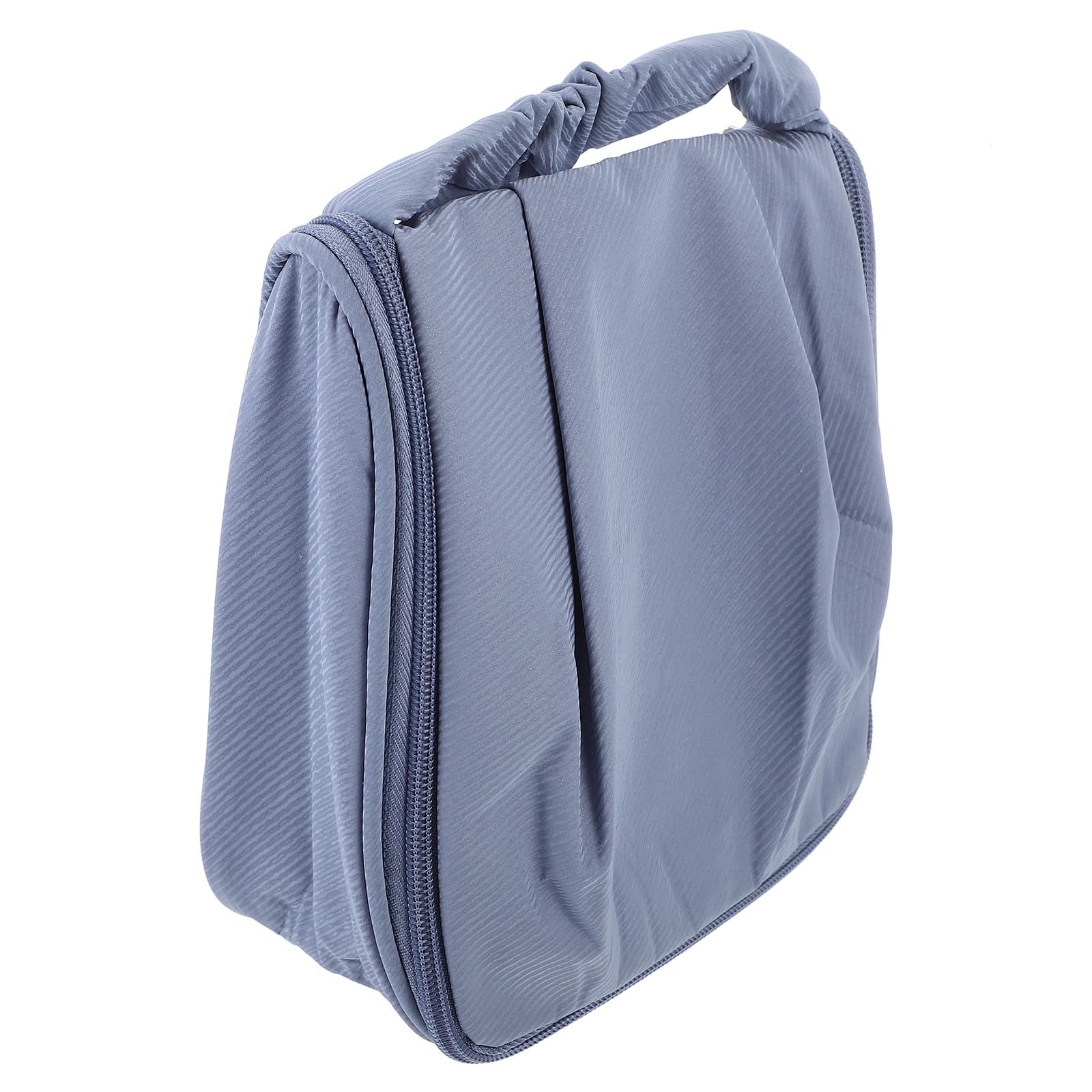 TEHAUX large blue waterproof travel cosmetic bag with handle, ideal for women’s toiletries and makeup organization.