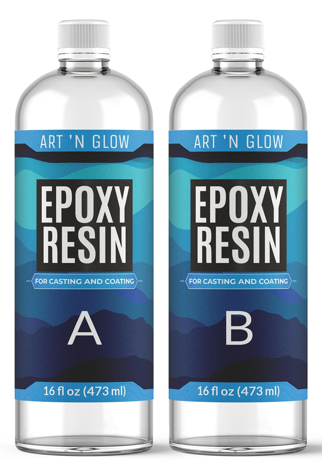 Art 'N Glow Crystal Clear Epoxy Resin Kit 32oz - Food Safe, UV Resistant, Bubble Free – Water Clear, Wood, Canvas, Mixed