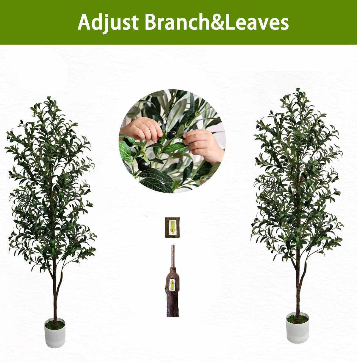 ENLETRAN Olive Tree Artificial Indoor 6FT with Pot | Faux Olive Tree, Realistic Trunk, Branches, Leaves and Fruits, Fake