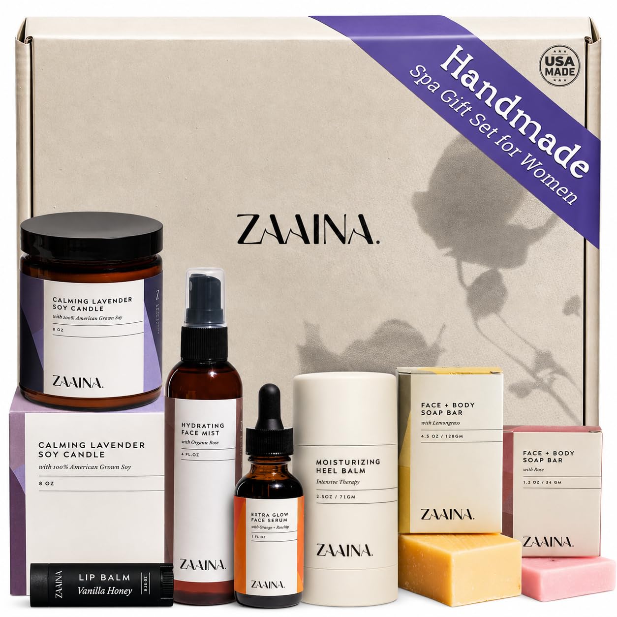 ZAAINA Spa Gift Set for Women | Self Care Gift Box | Natural - Product Imagery