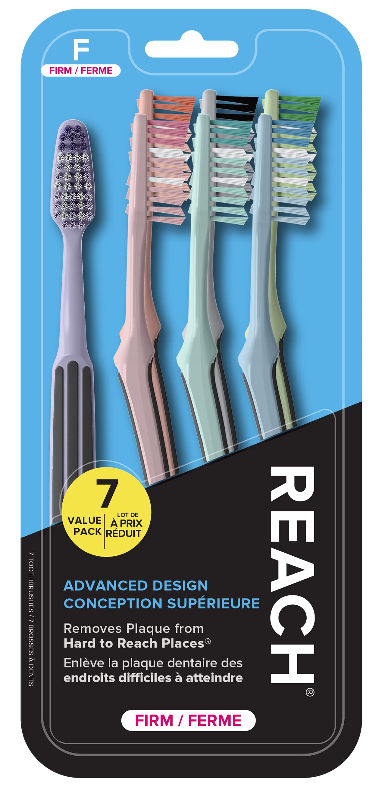 Reach Advanced Design Firm Bristle Toothbrushes, 7 Count - Product Imagery
