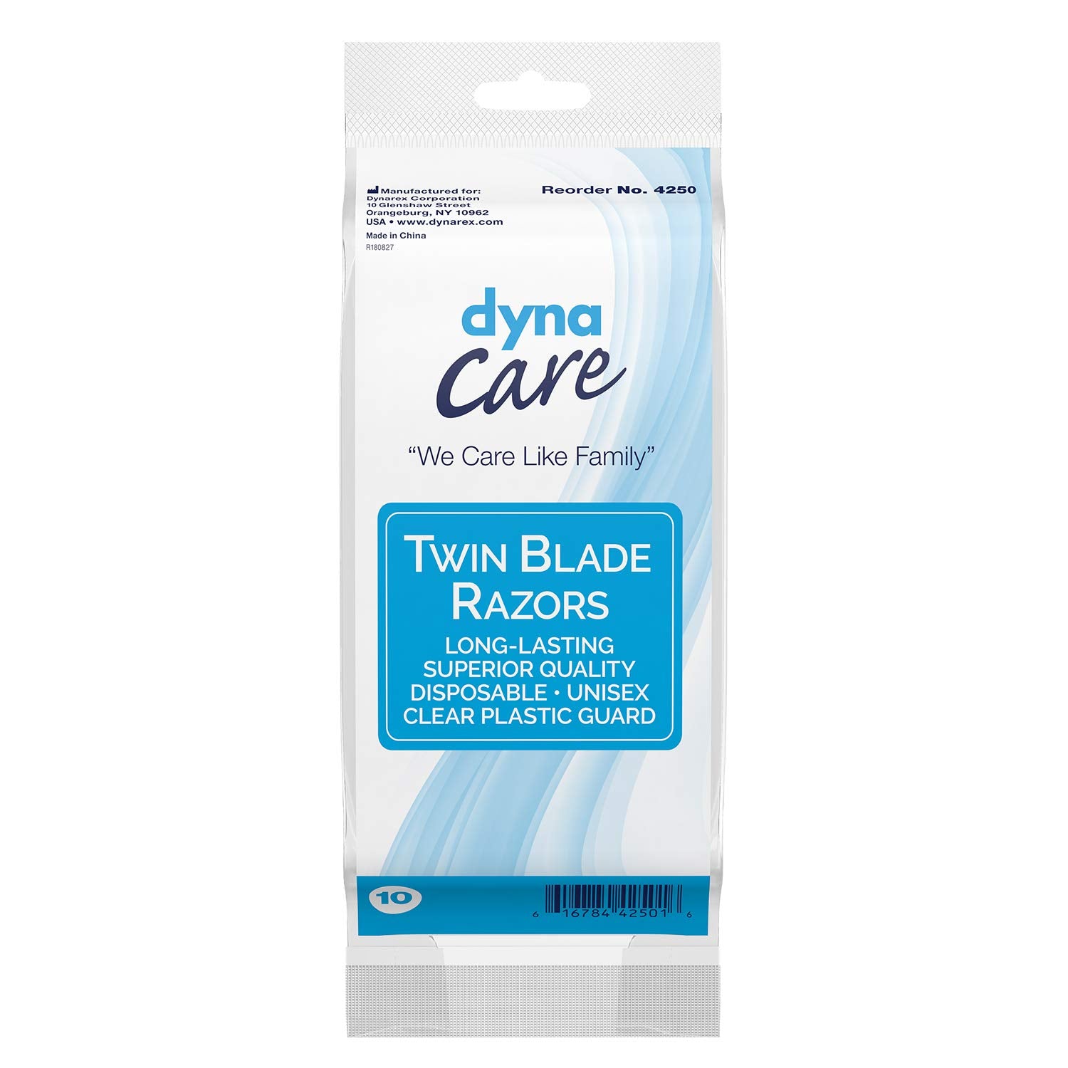 Dynarex DynaCare Twin Blade Razors, Disposable Unisex Razor with Two Blades Provides Smooth, Close Shave, for Prior to Procedures or Tattoos, Blue, 6 Boxes - 50 Razors per Box