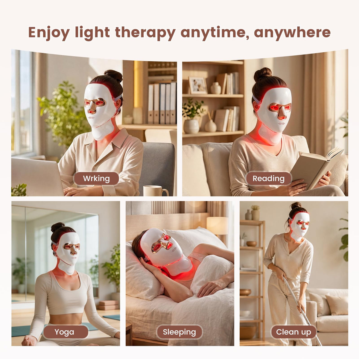 LED Light Therapy Mask for Face and Neck LED Face Mask Light - cibqun Official Imagery - 6