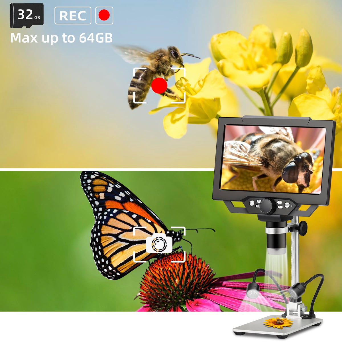 Koolertron 9" LCD Microscope for Circuit Board & Coin – full view