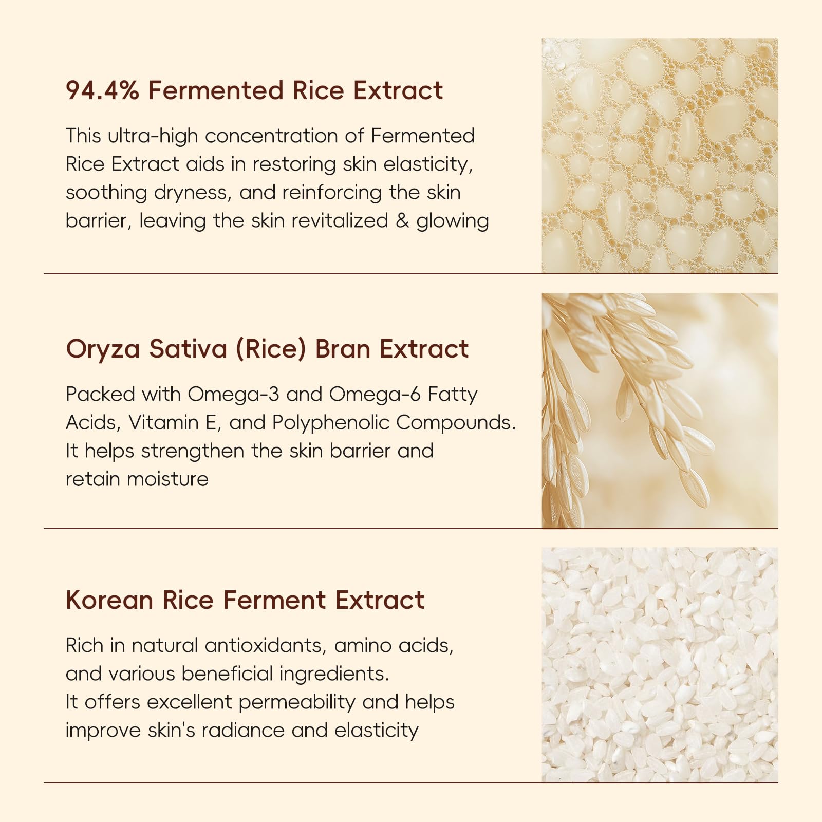 LAIKOU Rice Korean skincare set with five products, including creams and serums, arranged on a white background.