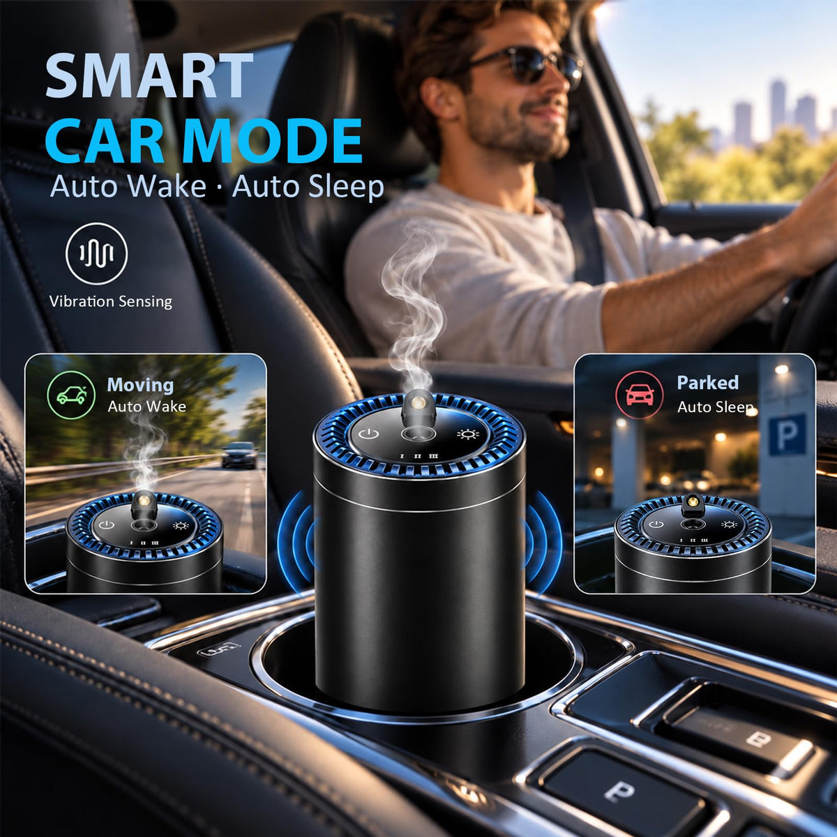 Smart Car Air Freshener Diffuser with Starry Sky Projection - Lirset Official Imagery - 5