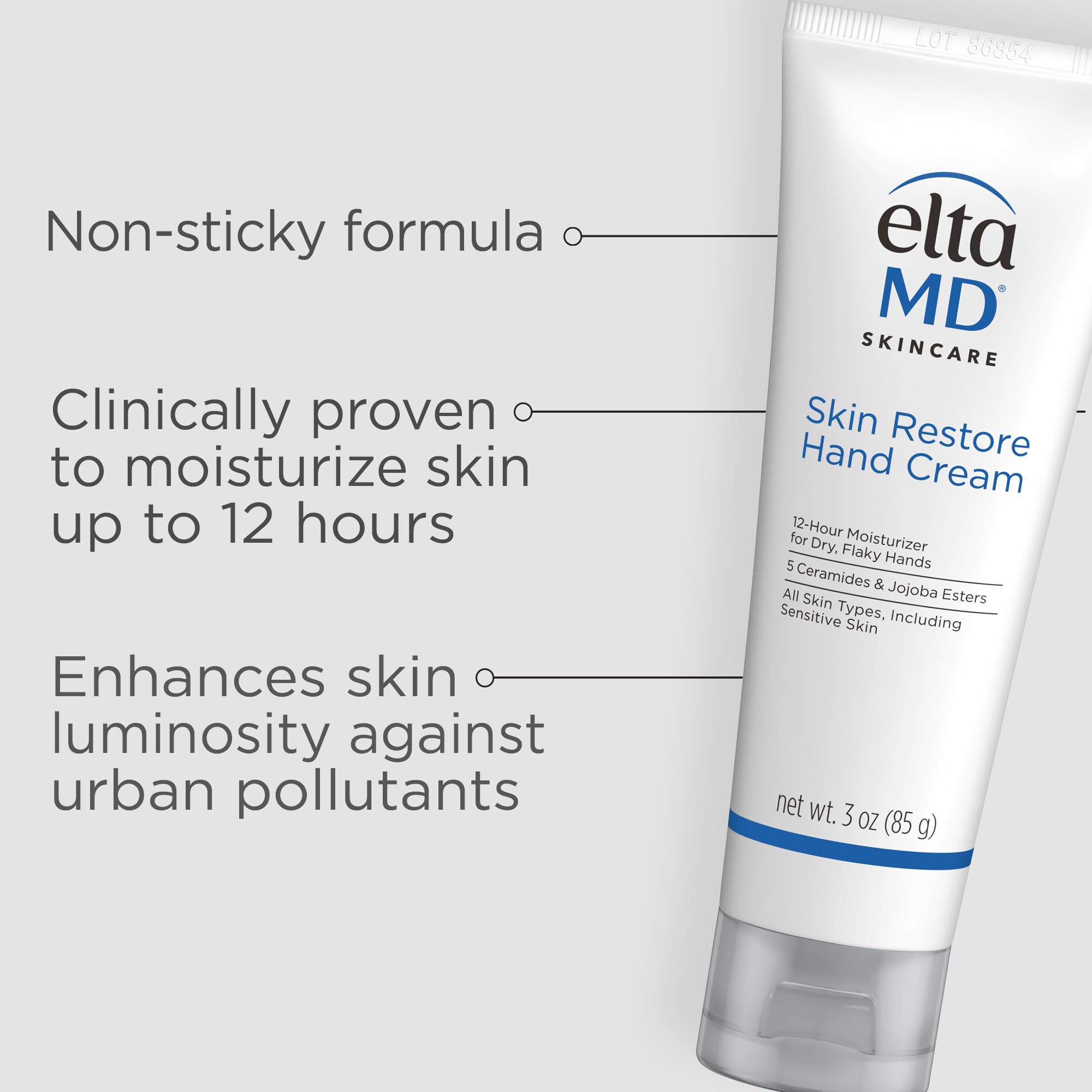 EltaMD Skin Restore Hand Cream, Ceramide Moisturizer for Dry Skin, 2.5 oz