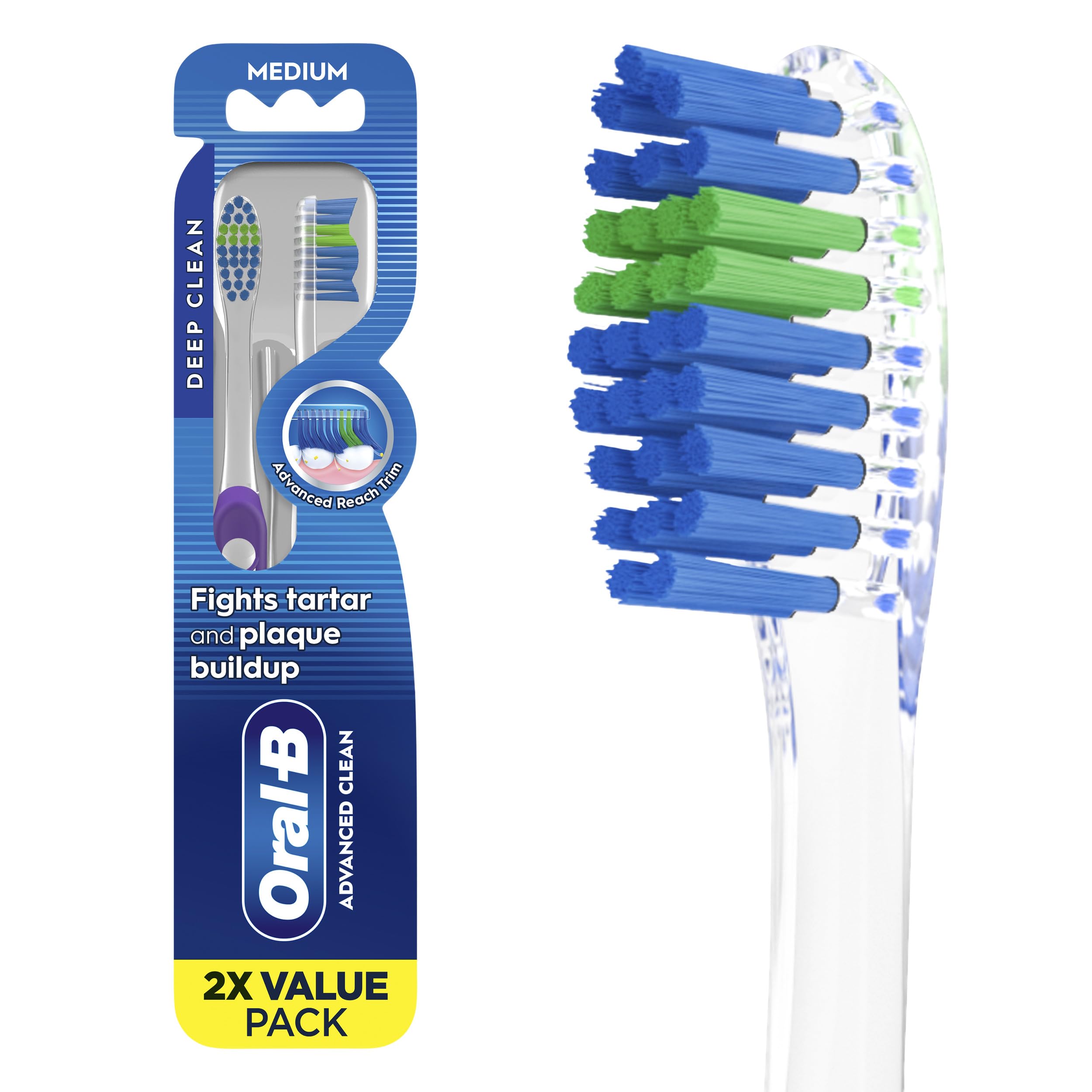 Oral-B Pro Health Fights Plaque & Tartar, 2 Count Medium Manual - Product Imagery
