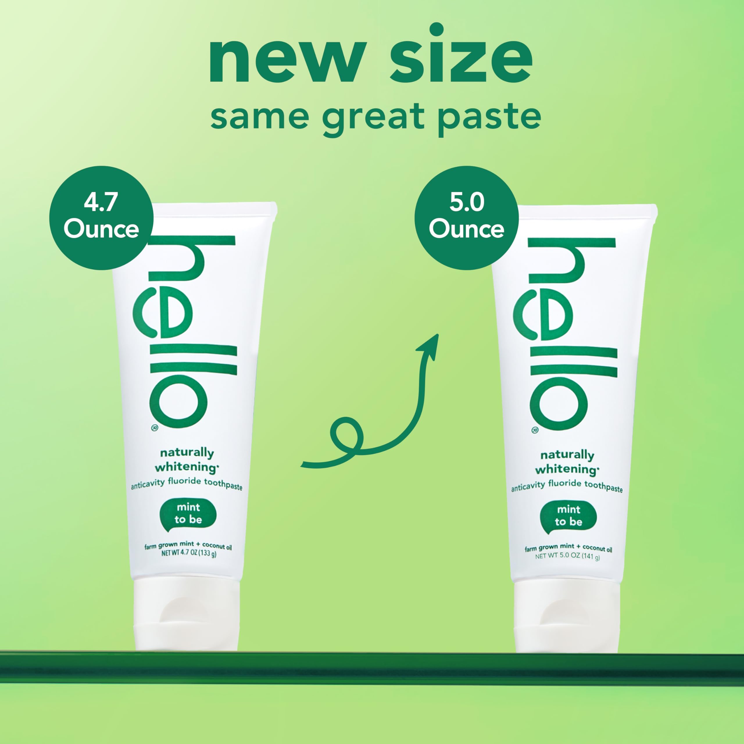 Hello Naturally Whitening Anticavity Fluoride Toothpaste, 5 Oz Tube, Natural Whitening Toothpaste with Coconut Oil, Whitens Naturally and Helps Remove Surface Stains, SLS Free, Vegan, Mint, 3 Pack