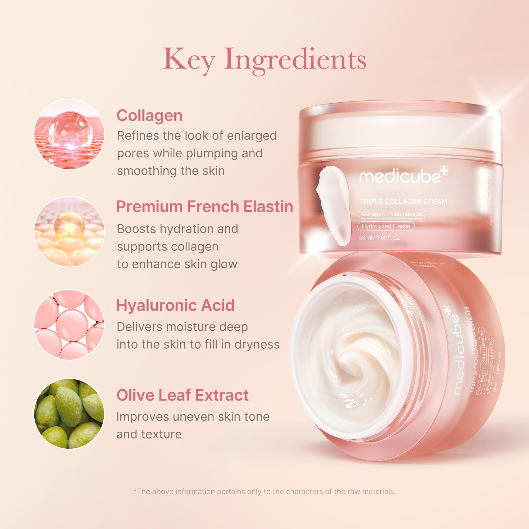 medicube Triple Collagen Cream moisturizer in 1.69oz jar, showing the skincare product with a smooth, creamy texture and clean packaging