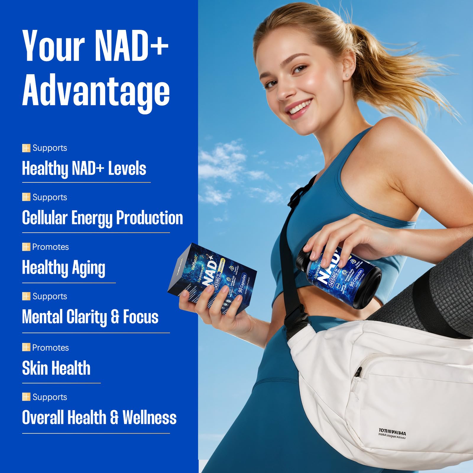 Puyflam 12-in-1 Liposomal NAD+ Supplement, 90 Caps