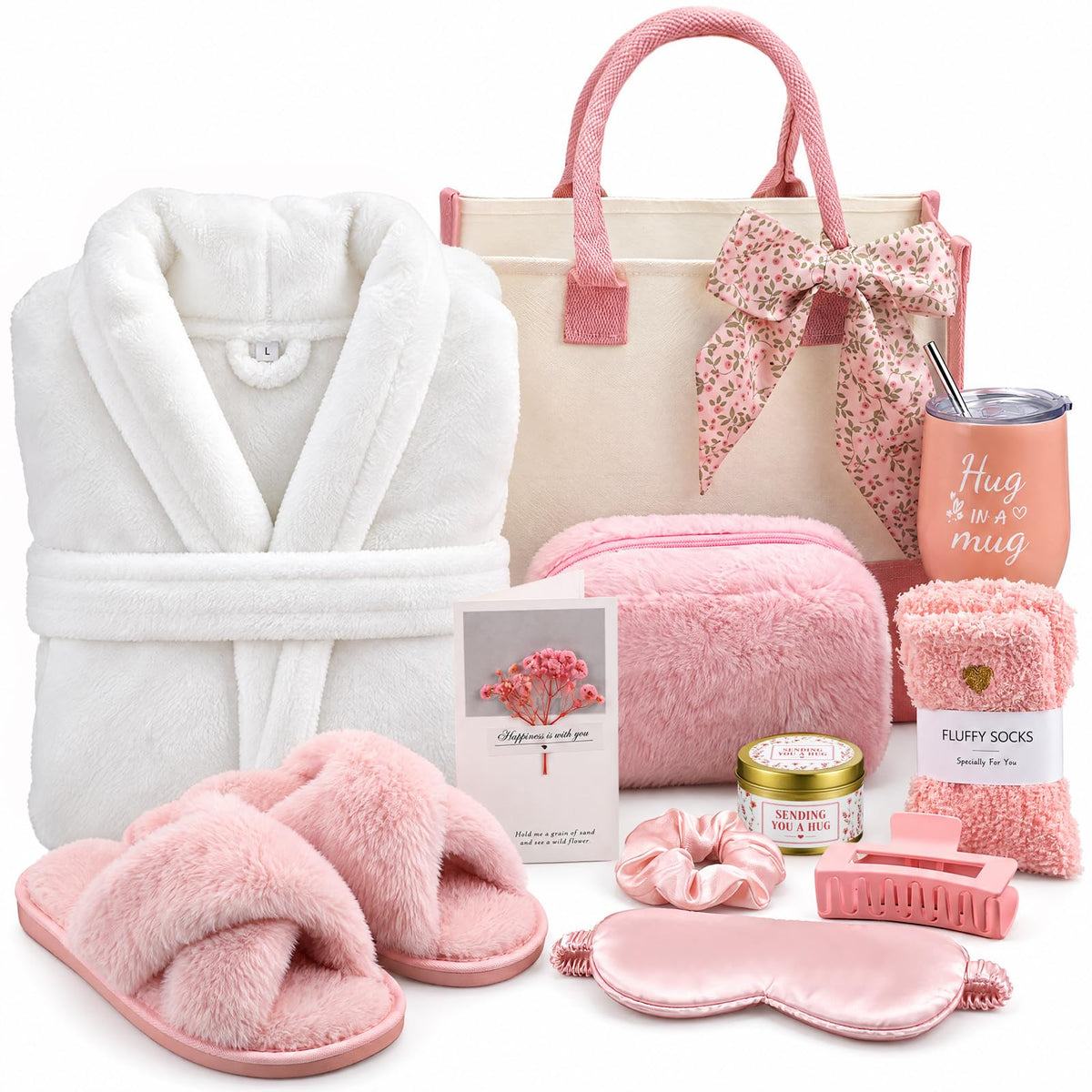 Patelai 12Pcs Self Care Spa Gift for Women Get Well Soon Basket, Pink – product photo (Sets &amp; Kits)