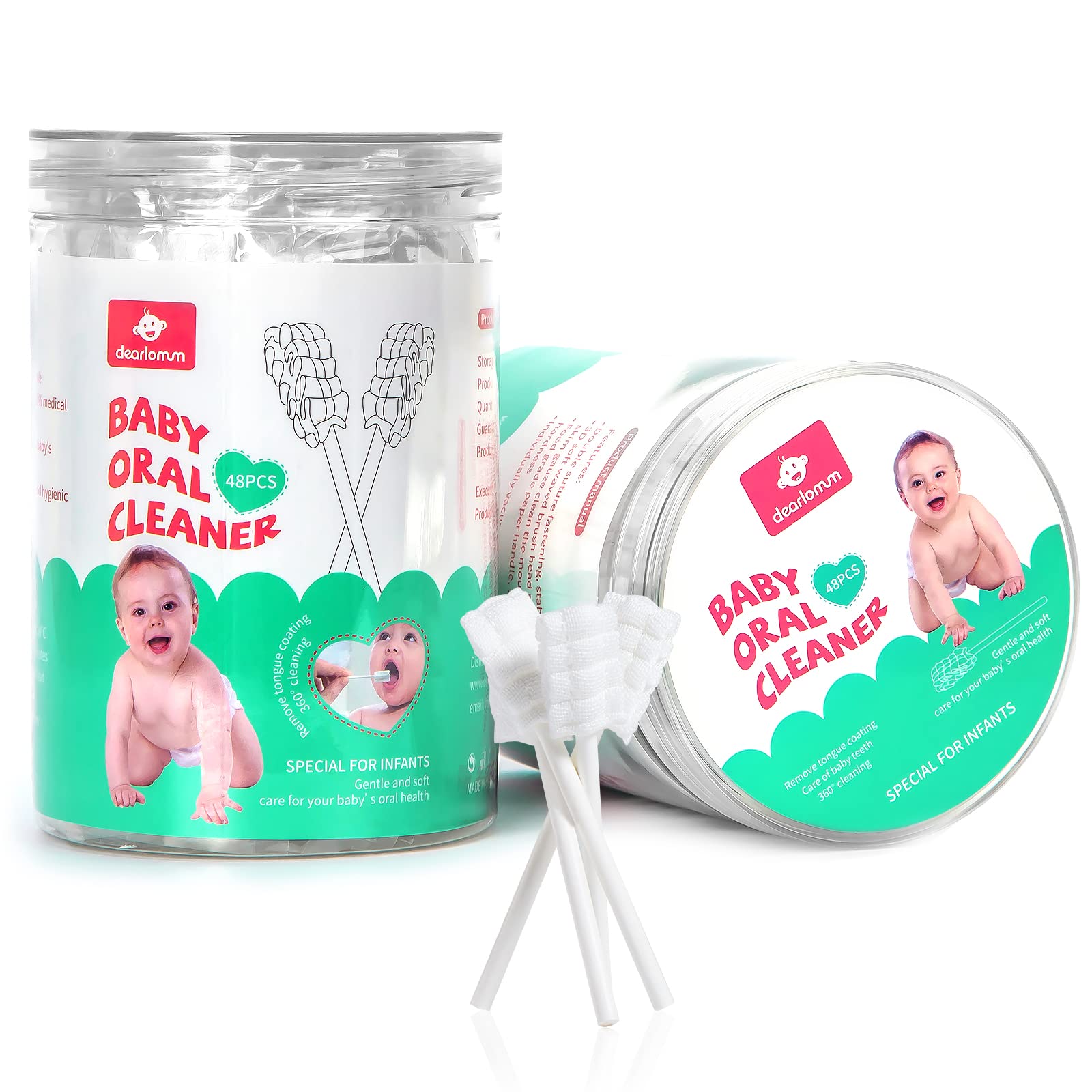 dearlomum 48PCS Baby Tongue Cleaner Newborn Toothbrush - Product Imagery