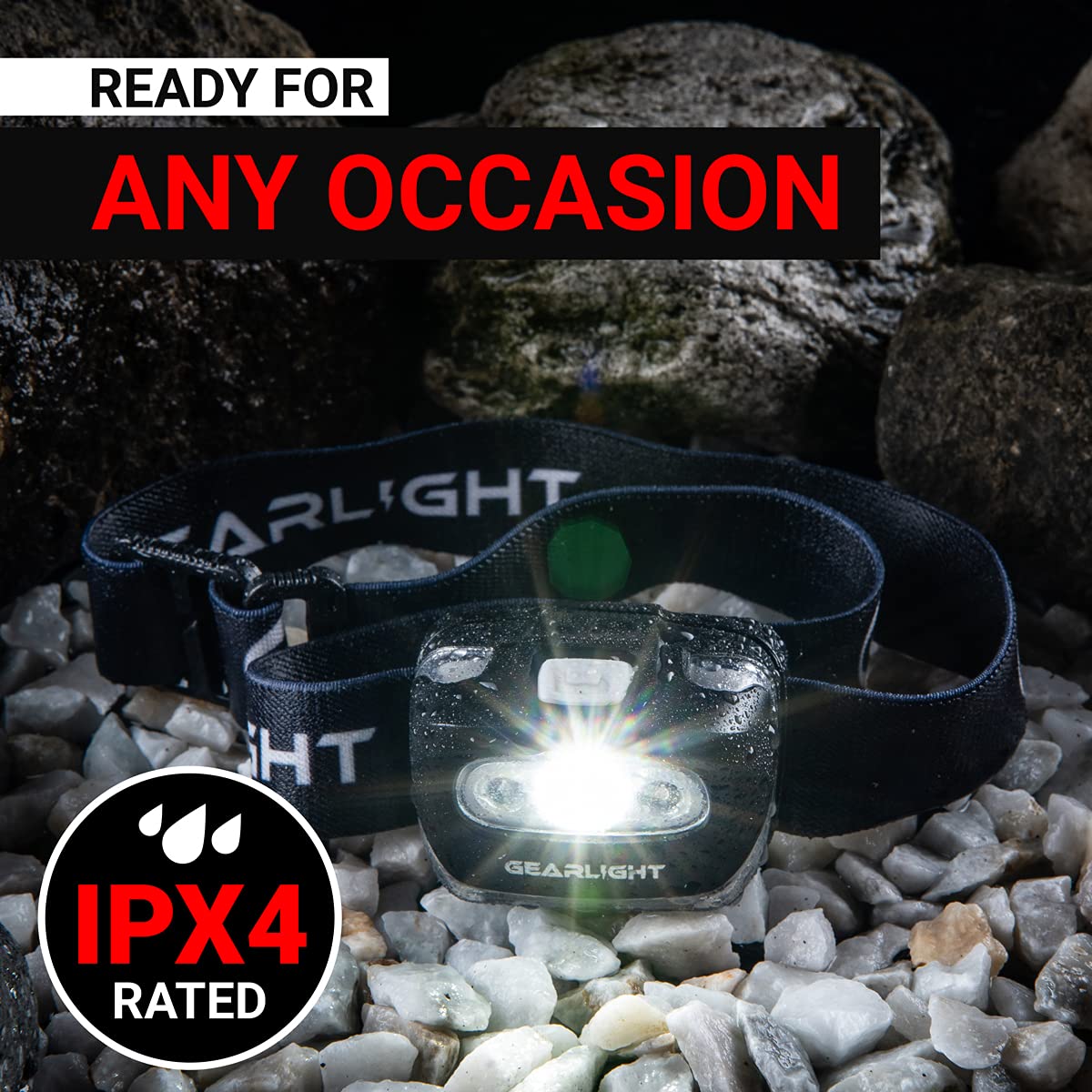GearLight USB Rechargeable Headlamp Flashlight for Running, Camping, and Outdoor LED Headlight Camping Headlamps - Head 