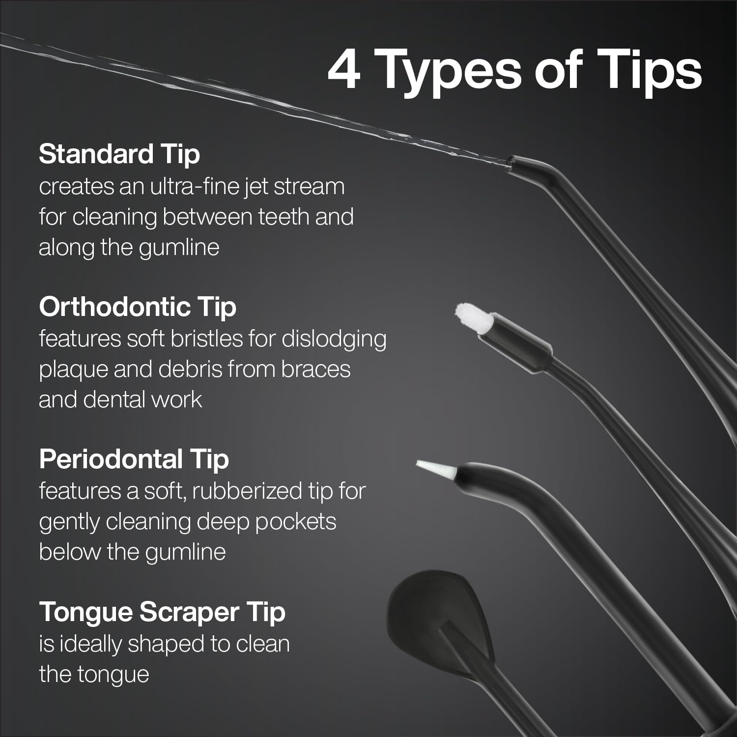 Aquasonic cordless water flosser with adjustable settings and a water reservoir, ideal for oral irrigation and dental hygiene.