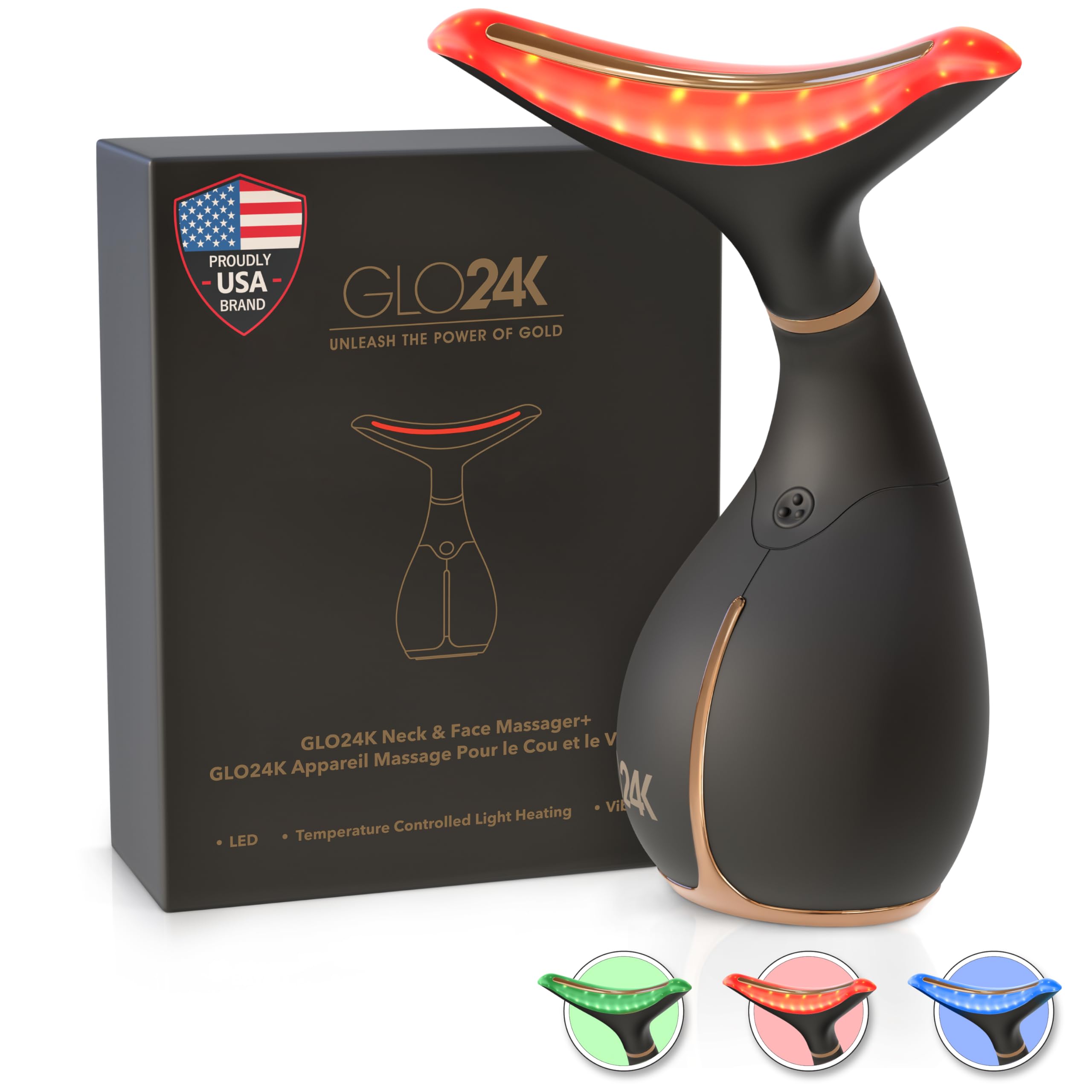 GLO24K LED Face Massager and Neck Wand - Beauty Skin Care Tool - Product Imagery