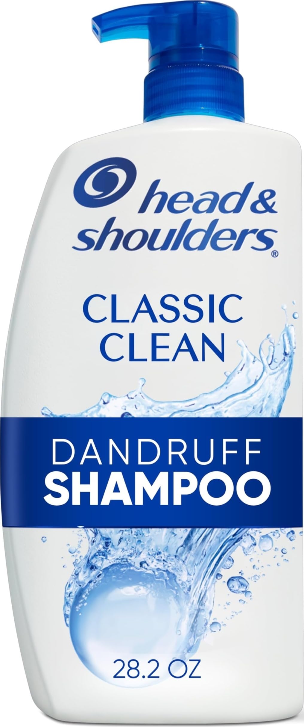 Head & Shoulders Classic Clean Shampoo bottle, 28.2 fl oz, with label and cap visible.