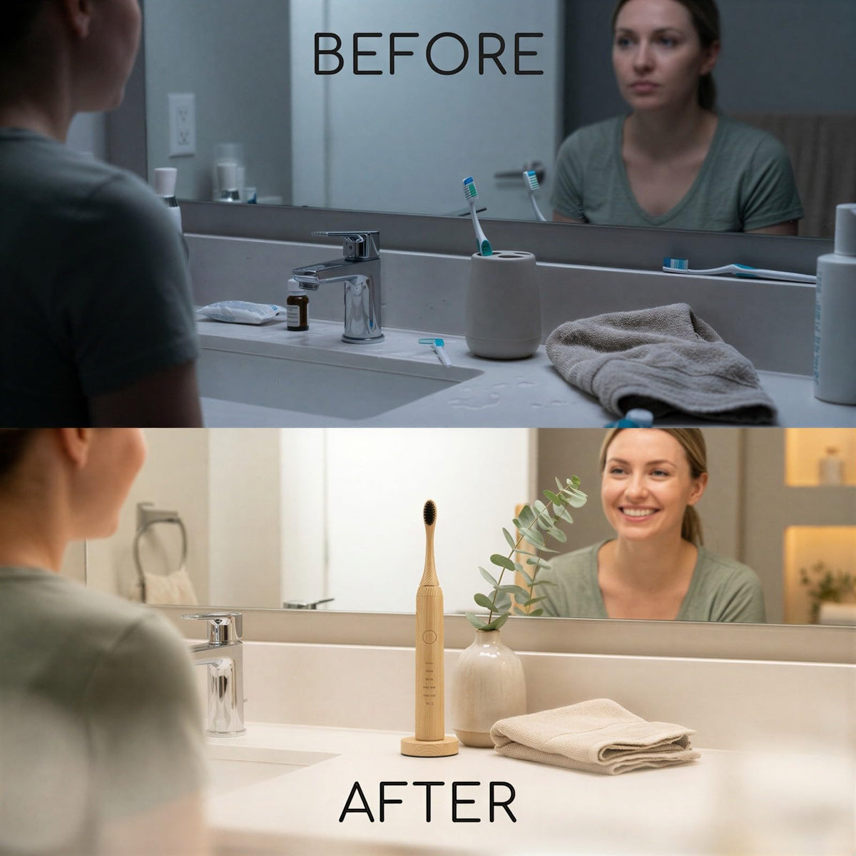 Electric Toothbrush, Wood Handle, High-Frequency Sonic Suspension, Soft Bristle|Rechargeable, IPX7 Waterproof, 4 Brush H