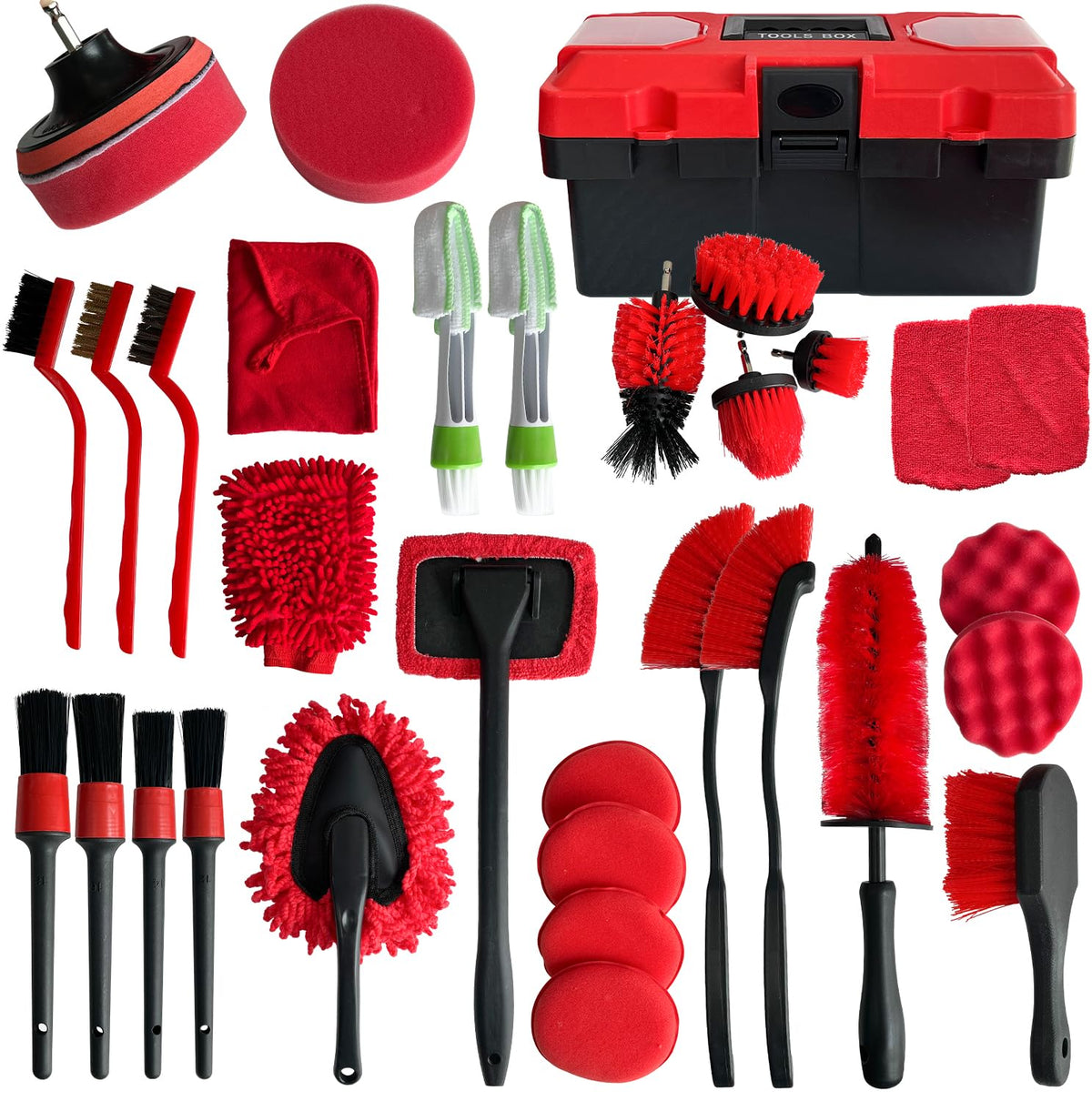 SUGOOE 35Pcs Car Detailing Kit, Car Detailing Brush Set, Car Interior Cleaning Kit with Windshield Cleaning Tool and Too