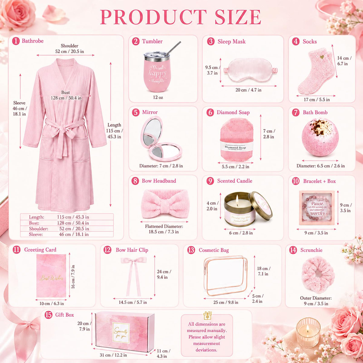 14 Pcs Birthday Gifts for Women Relaxing SPA Robe Sets - gisgfim Official Imagery - 3