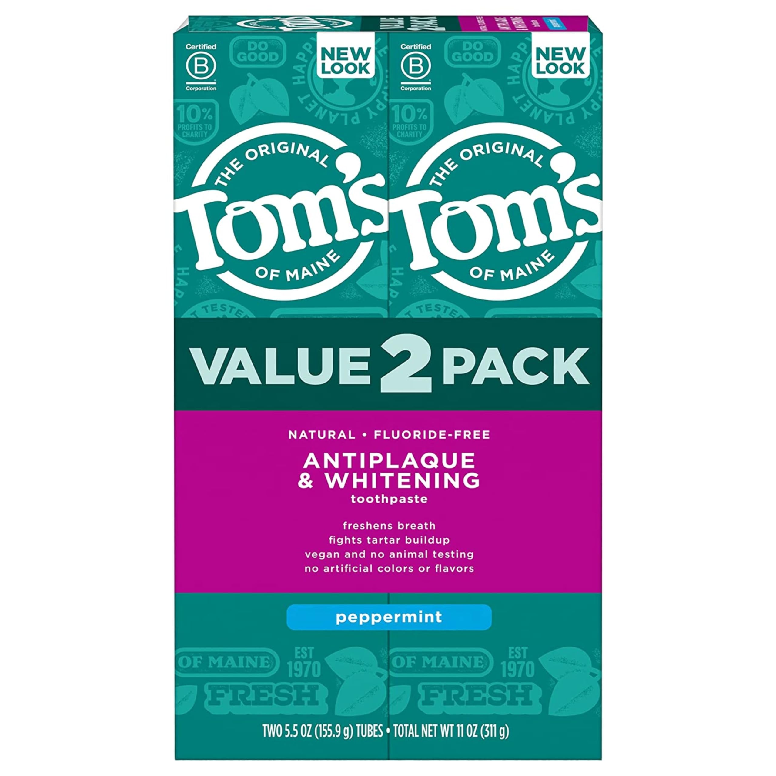 Tom's of Maine Antiplaque Whitening Toothpaste 2-Pack