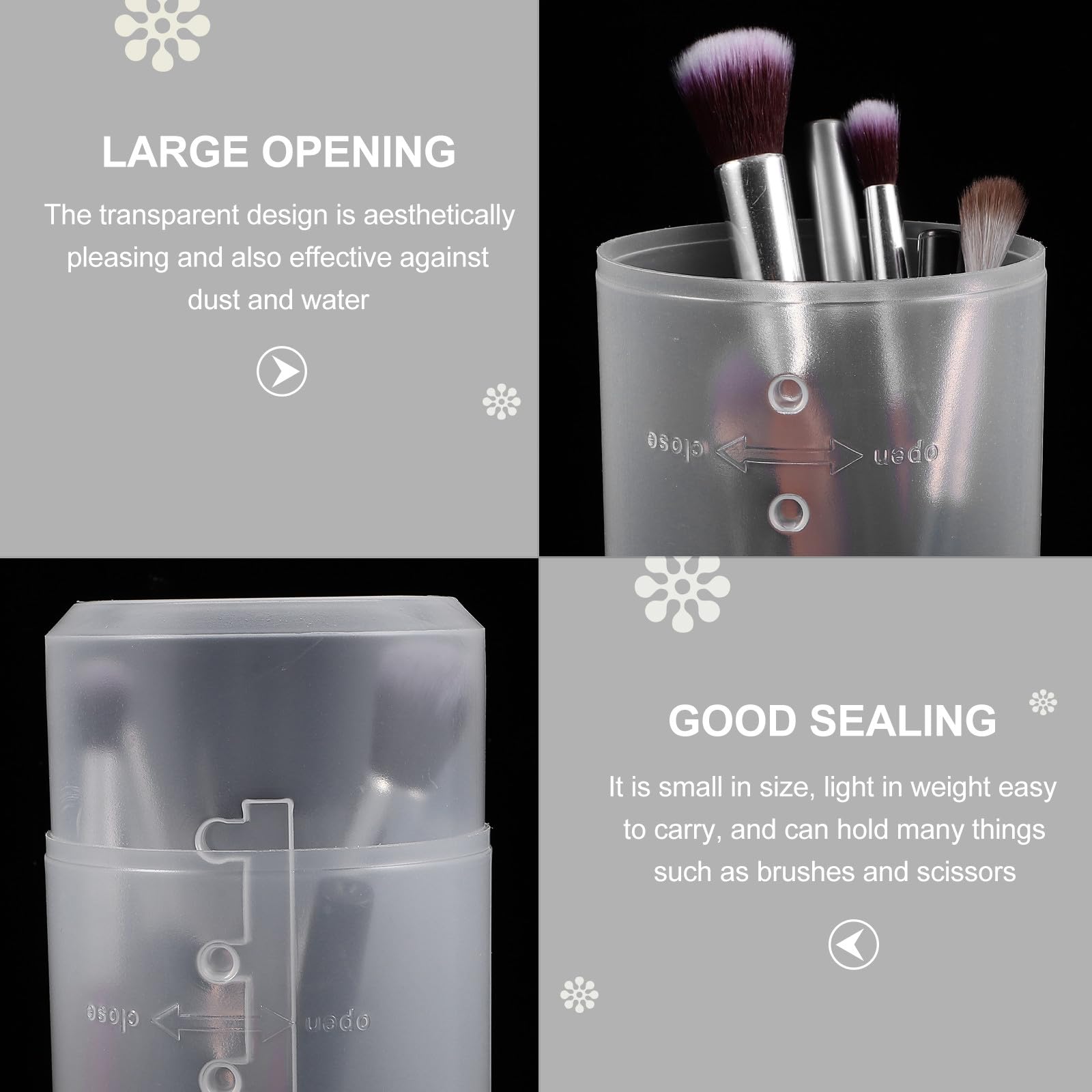 FOYTOKI Makeup Brush Holder with Lid 3pcs Retractable Brush Organizer Cups Plastic Travel Makeup Tools Case for Women Vanity Table Storage