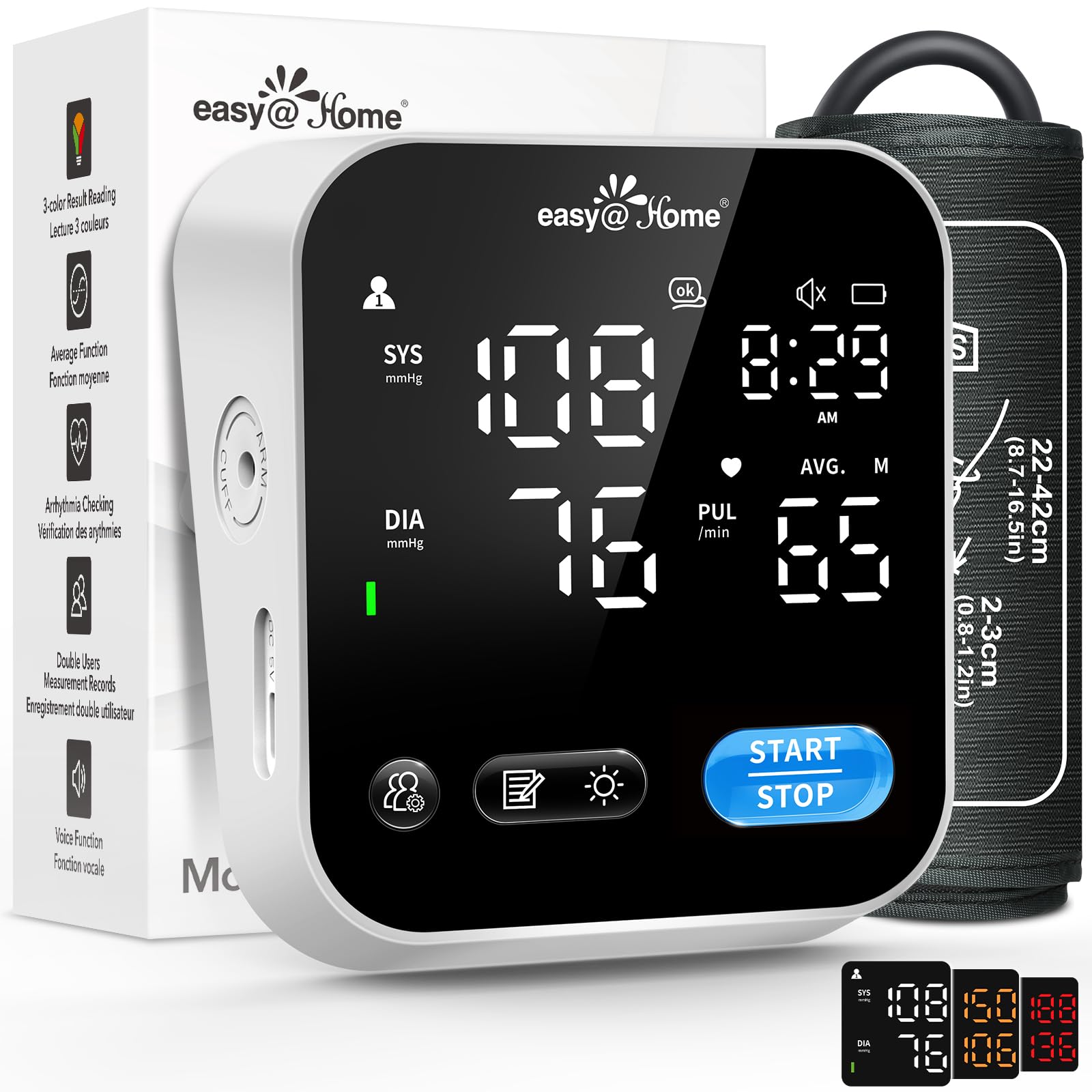 easy@Home Digital Talking Blood Pressure Monitor for Home Use - - Product Imagery
