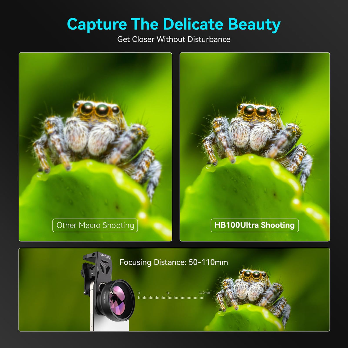 APEXEL 100Ultra Macro Lens - Enhanced Version Smartphone Lens for iPhone – alternate angle