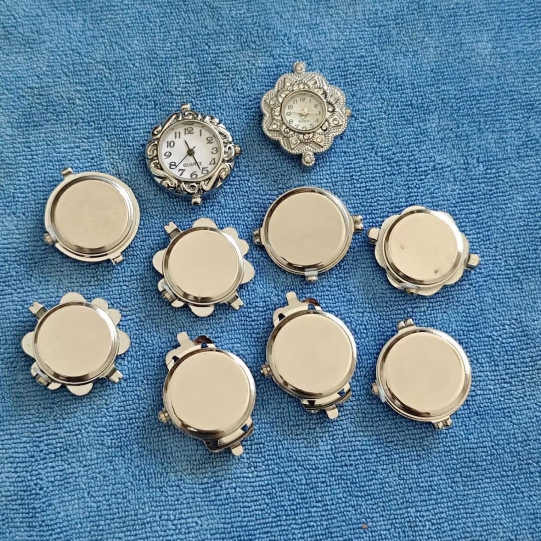 ChangJin Jewelry ChangJin 10PCS Mixed Lot of Silver Tone Quartz Watch face Links for Bracelet Jewelry Making (10) – pack