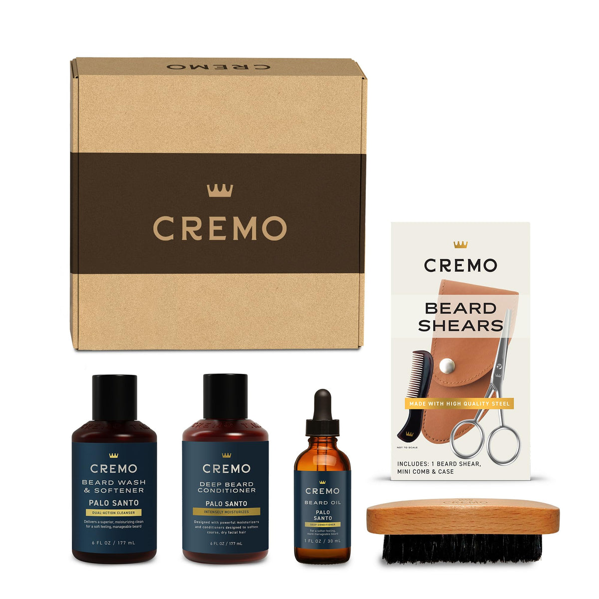 Cremo Beard Kit for Men - Wash, Conditioner, Beard Oil, Brush & Shear Set – product photo (Beard Conditioners &amp; Oils