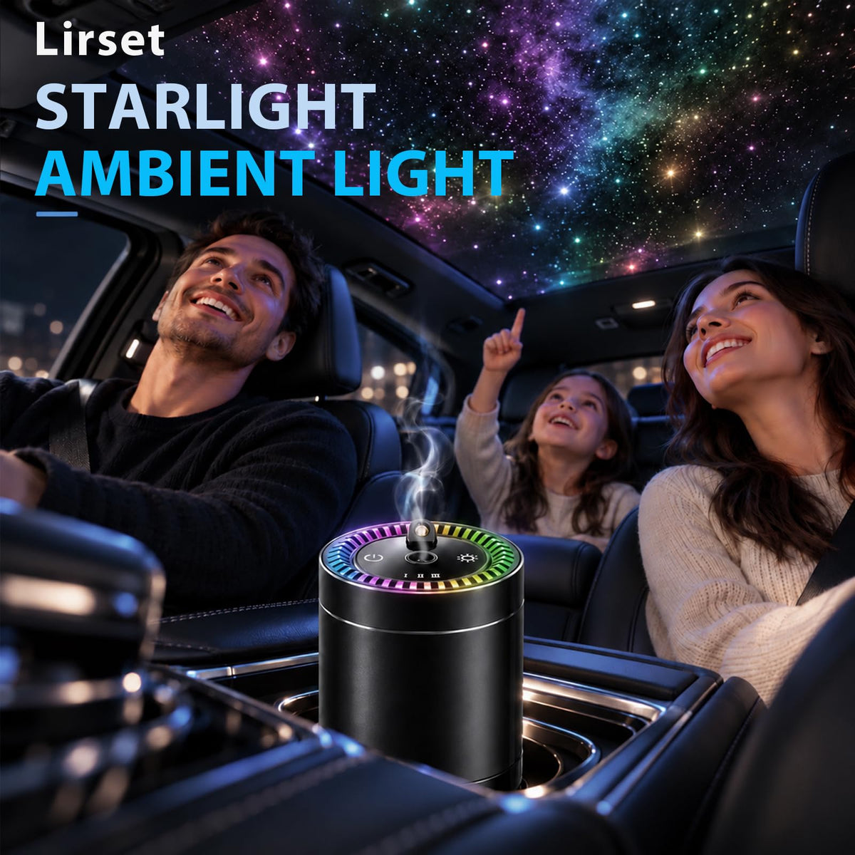 Smart Car Air Freshener Diffuser with Starry Sky Projection - Lirset Official Imagery - 3