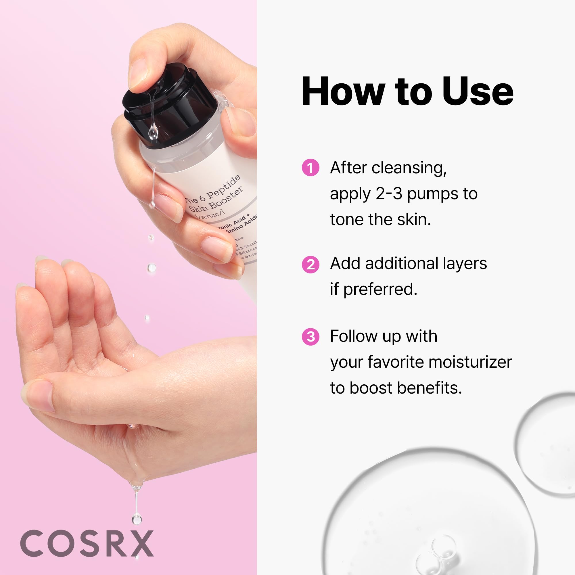 COSRX 6X Peptide Collagen Booster Serum in a 5.07 oz bottle, showcasing the skincare serum with a clean, minimalist design.