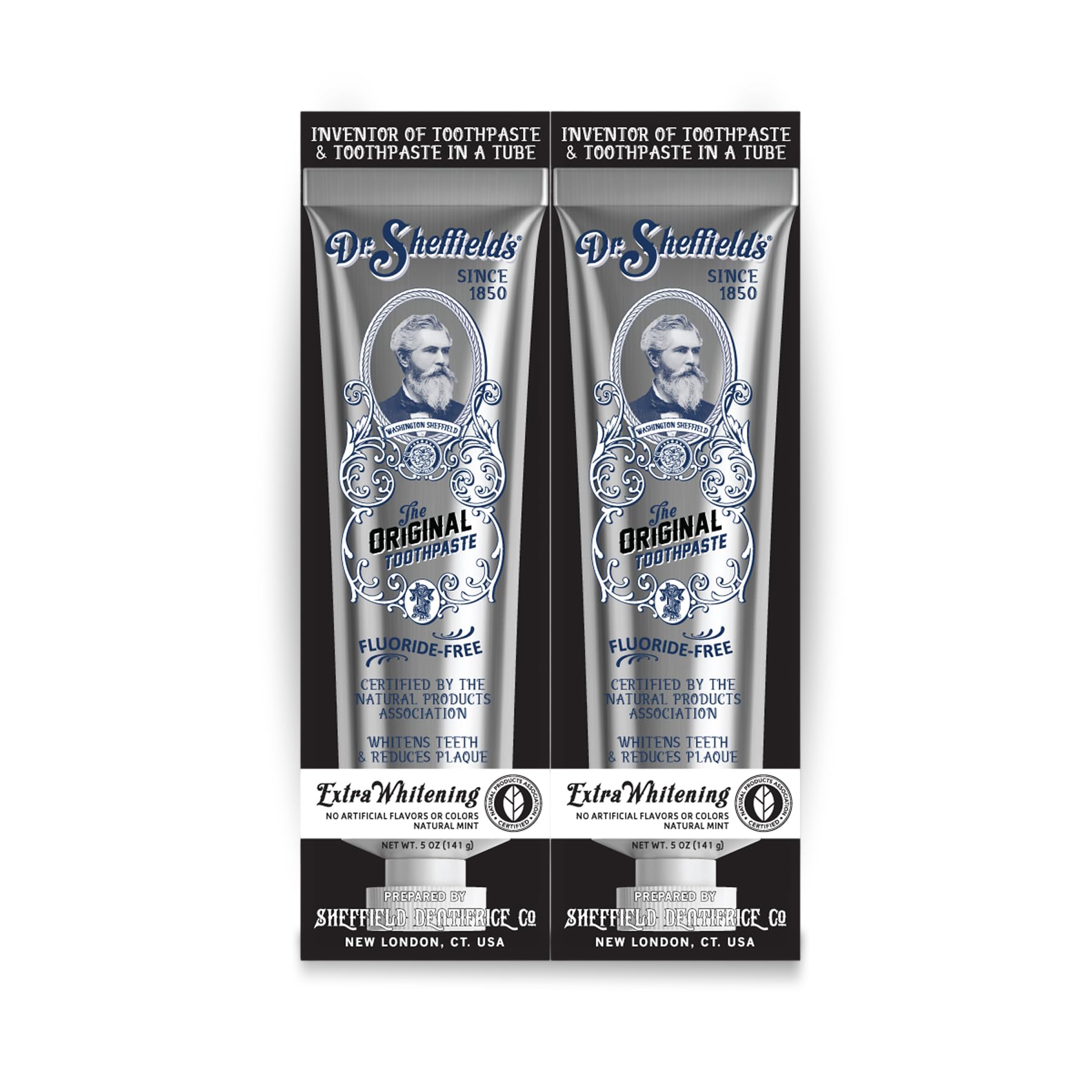 Dr. Sheffield's Fluoride Free Whitening Toothpaste, Mint, No SLS, 2-Pack