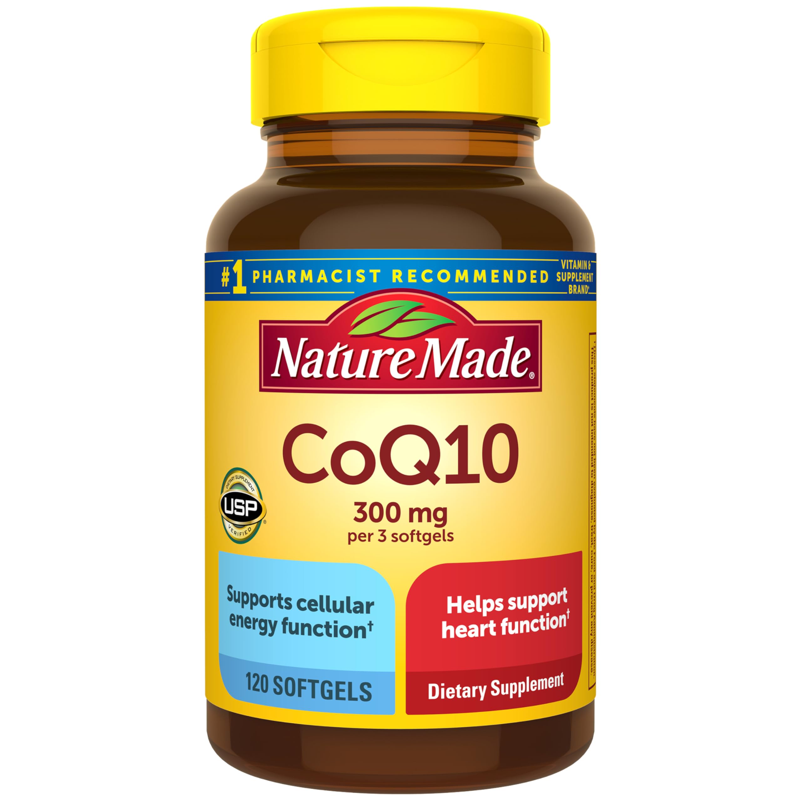 Nature Made CoQ10 300mg per 3 Softgels, Heart Health Support, 120 Softgels