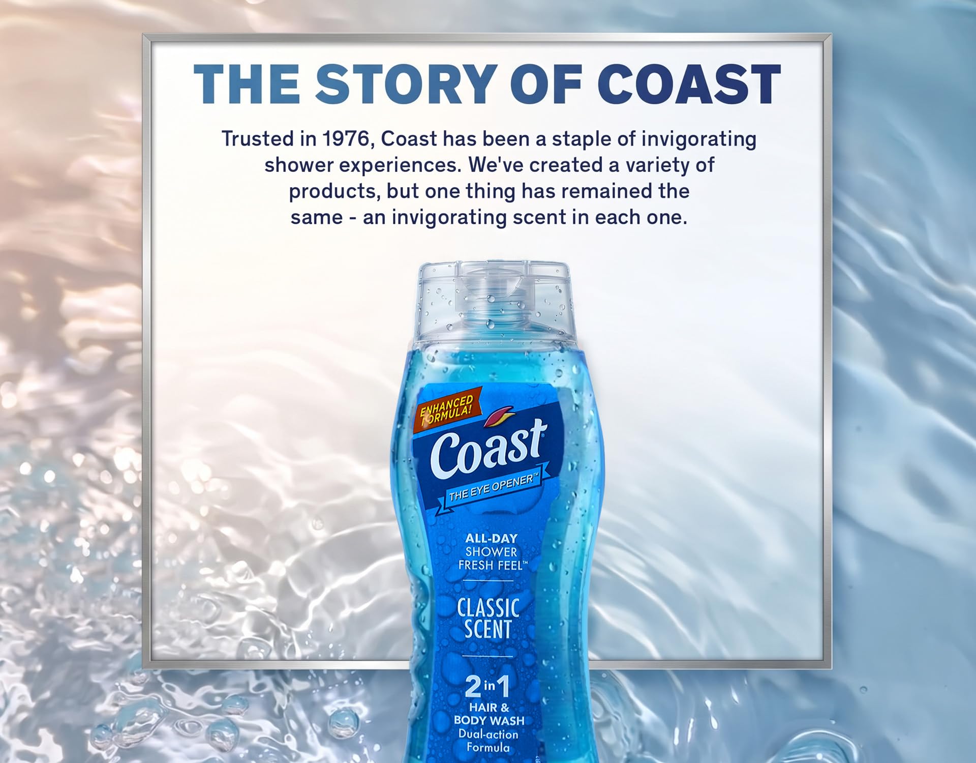 Coast 2-in-1 Hair & Body Wash Classic Scent, 6-pack, 18 Fl Oz bottles, skin cleaning agent with refreshing fragrance
