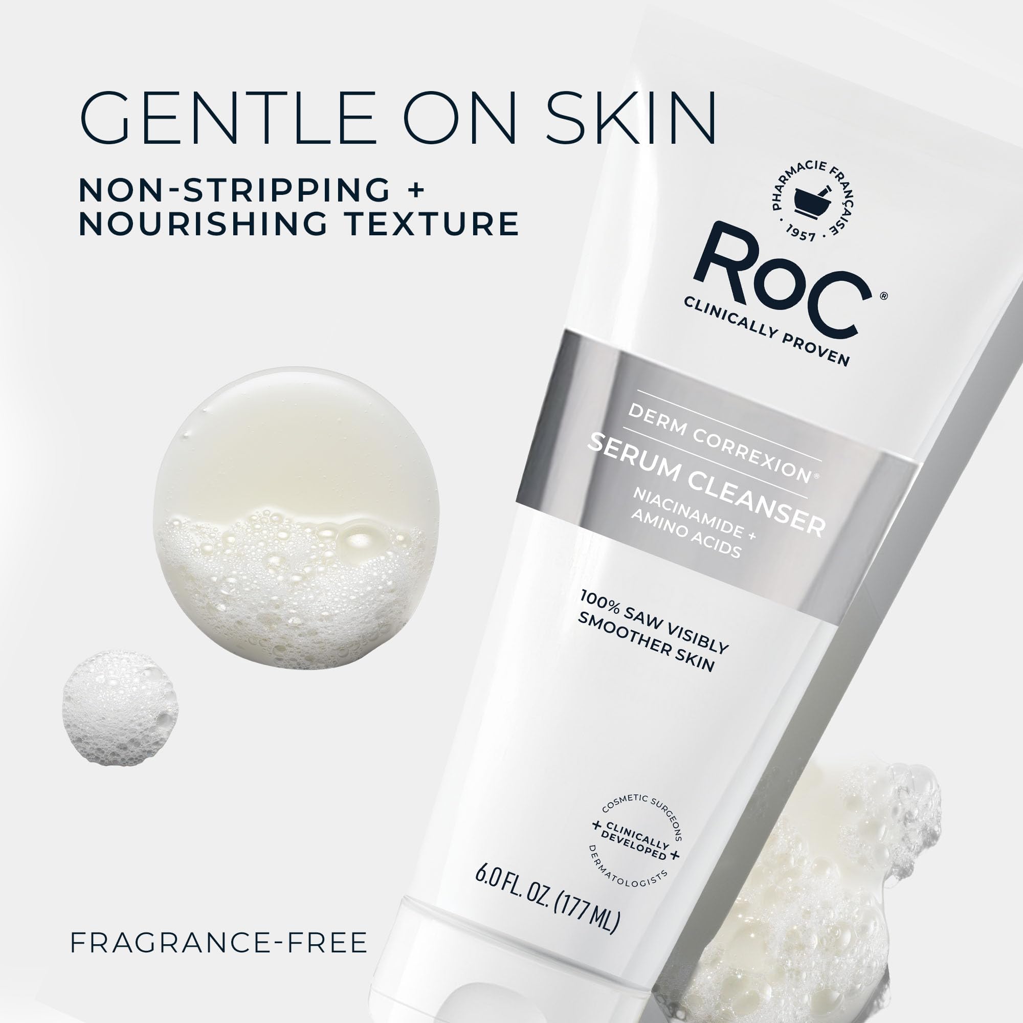 RoC Derm Correxion facial cleanser with niacinamide and amino acids, suitable for skin cleansing and revitalization.