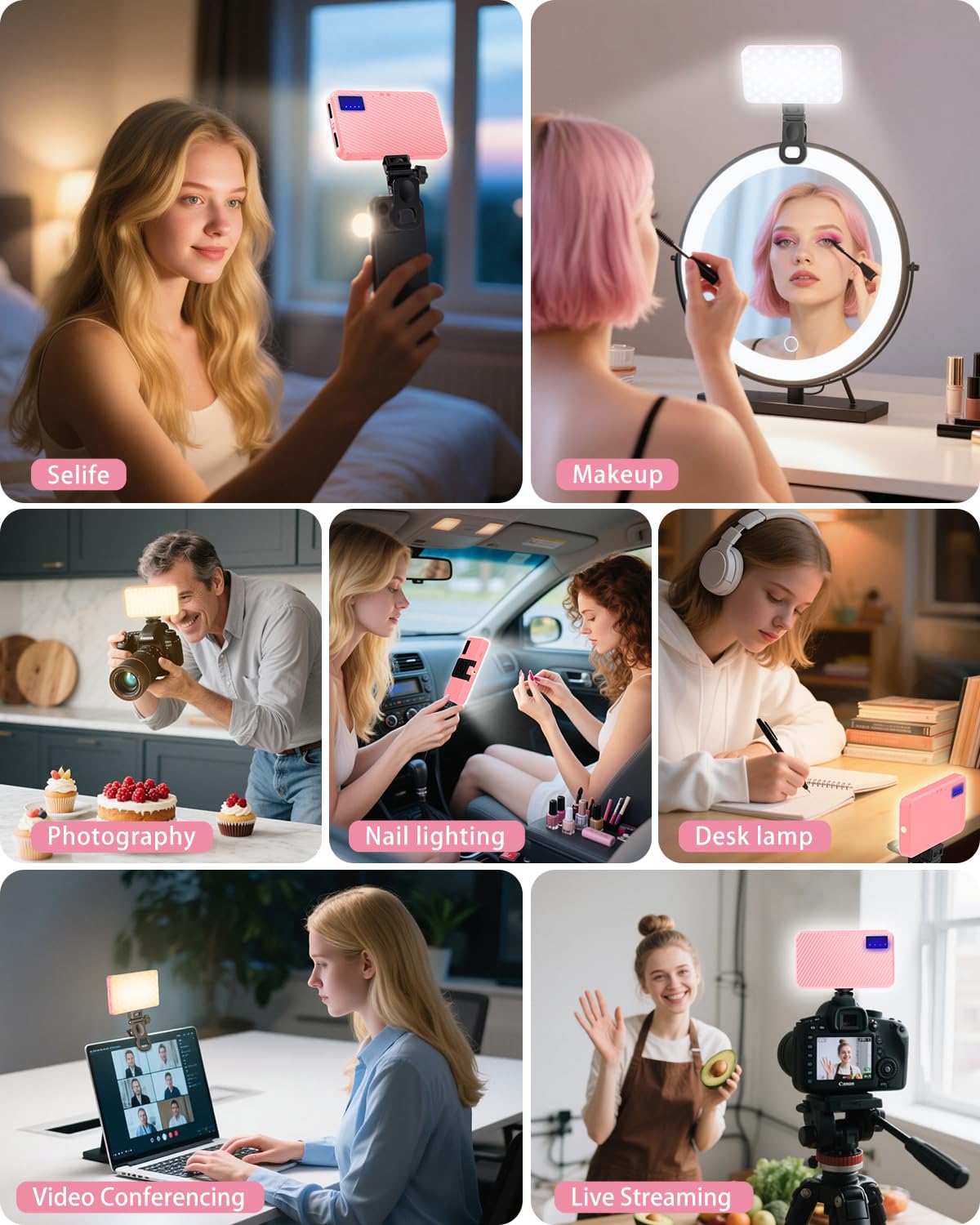 Auriani 168 LED Selfie Light for iPhone, Phone Light, 3000mah Rechargeable Picture Light Clip Portable Lights for Phone,