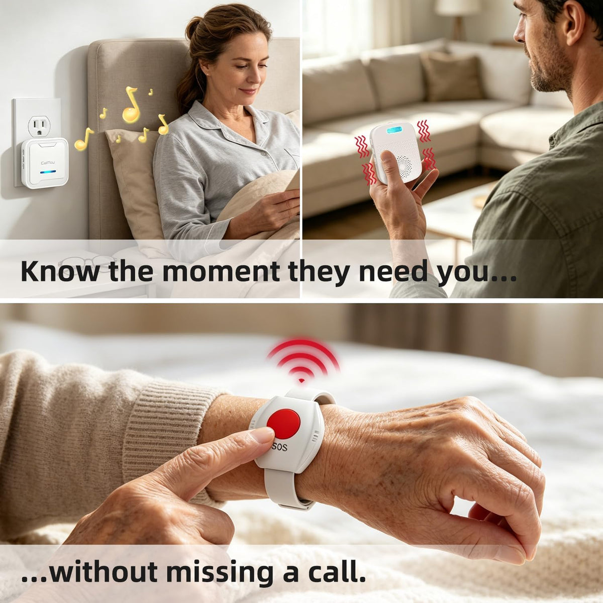 CallToU Caregiver Pager with 2 Wireless Call Button for - CallToU Official Imagery - 3