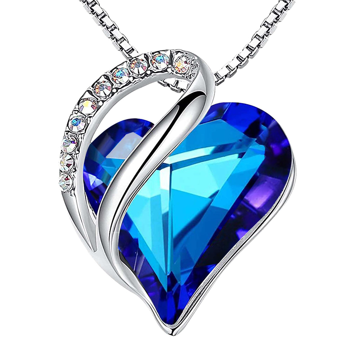 Leafael Gift Necklaces for Women, Infinity Love Birthstone Heart Crystal Pendant, Birthday Anniversary Jewelry for Wife,