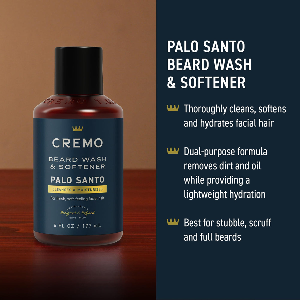 Cremo Beard Kit for Men - Wash, Conditioner, Beard Oil, Brush & Shear Set – close-up detail