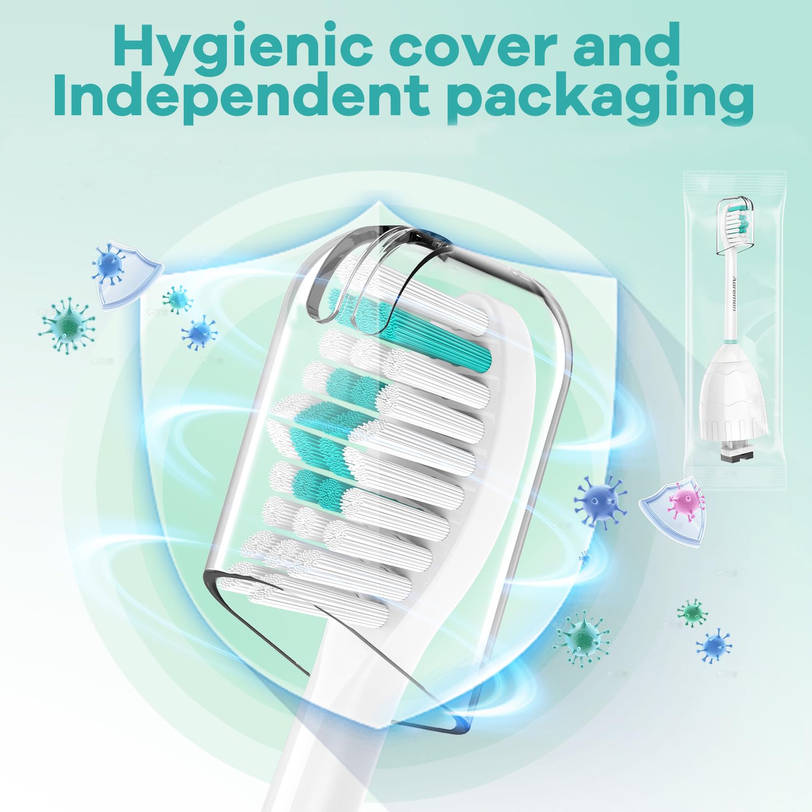 Aoremon replacement toothbrush heads for Philips Sonicare E-Series, set of 8, compatible electric toothbrush replacement heads
