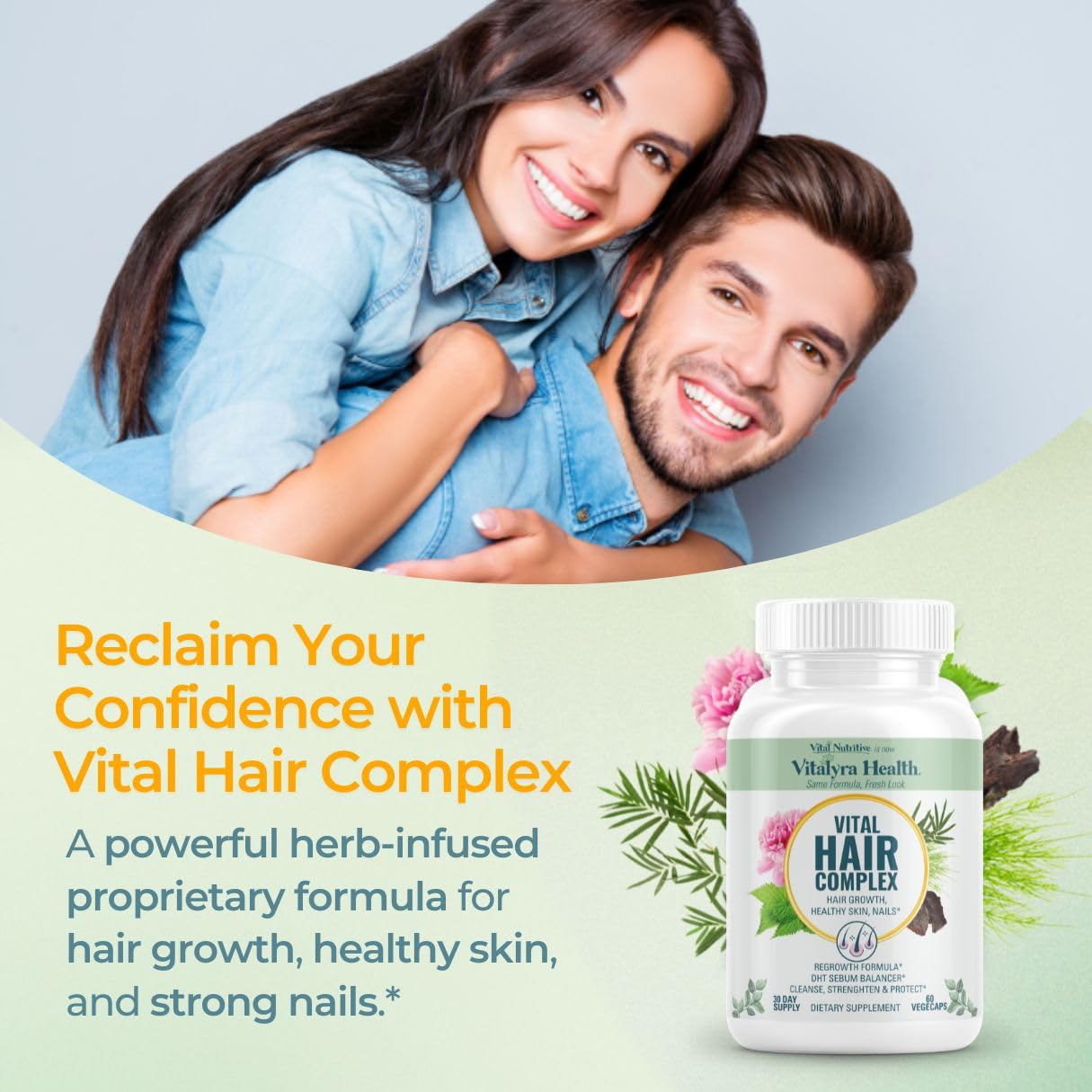 VITAL NUTRITIVE Biotin Hair Growth Vitamins - Hair, Skin & Nails Supplement