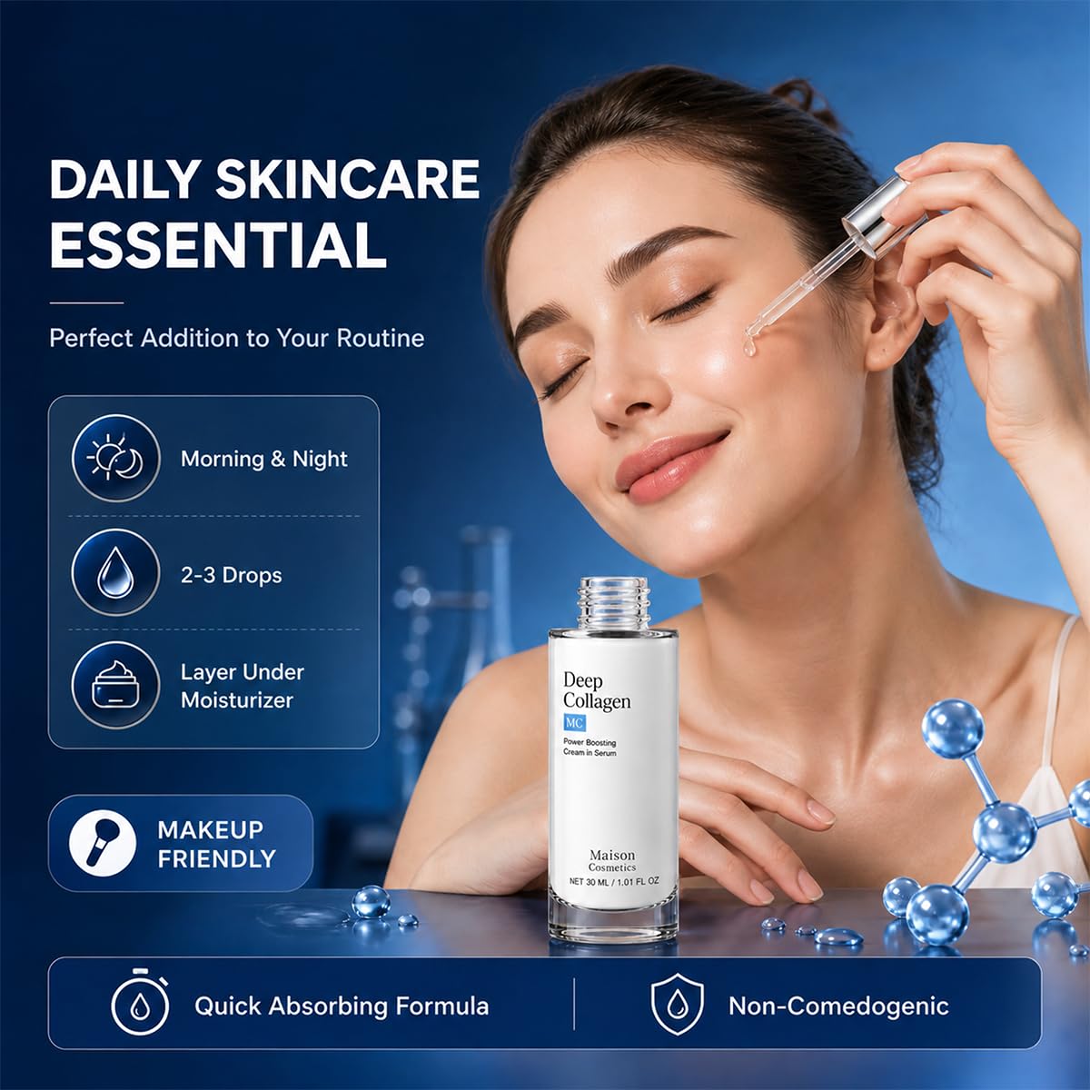 Zorlyna Maison Cosmetics Deep Collagen Serum, Korean Collagen Face Serum for Mature Skin, Hydrating & Firming Facial Ser