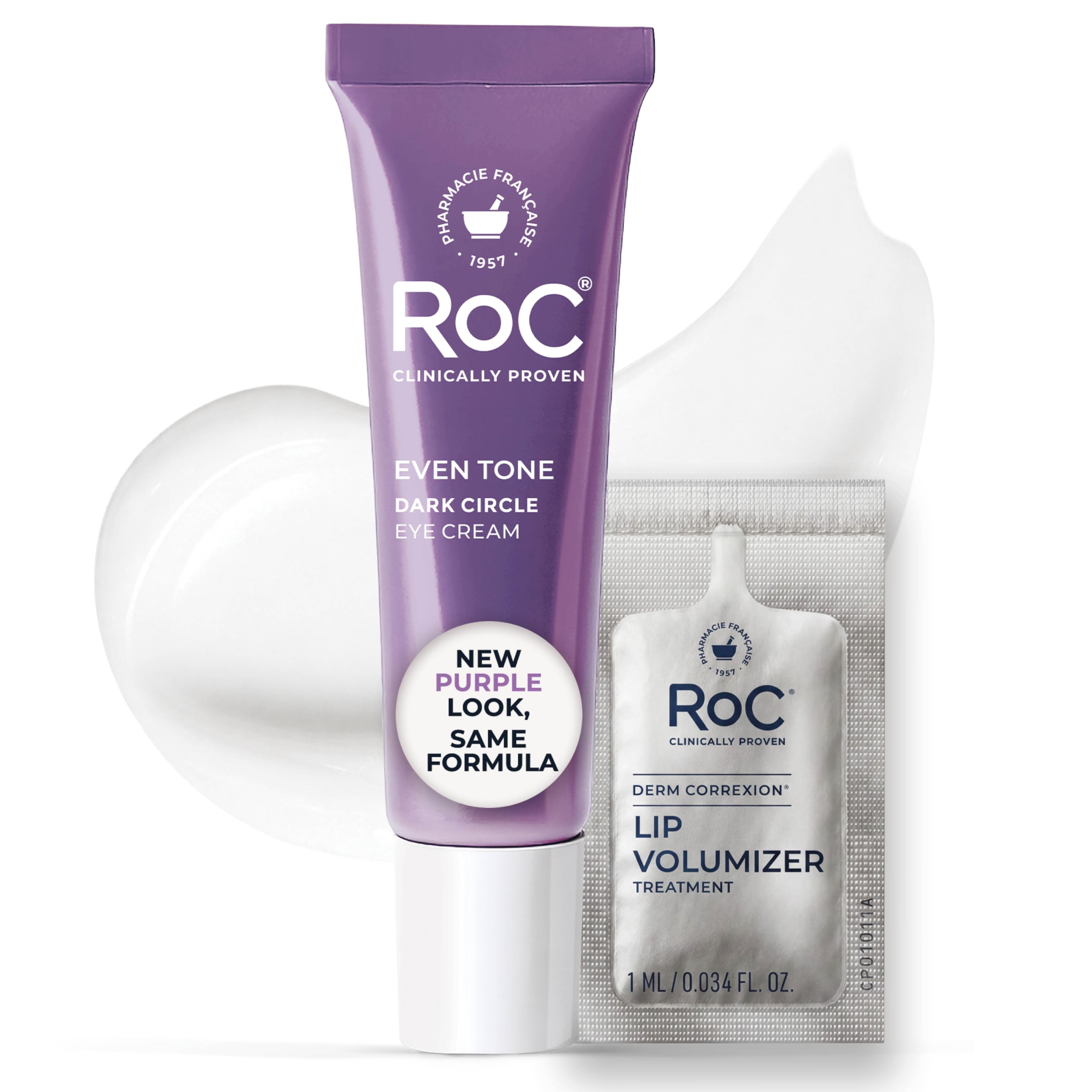 RoC Brightening 5-in-1 Eye Cream moisturizer with brightening, firming, and lifting effects, 0.5oz container with applicator tip.